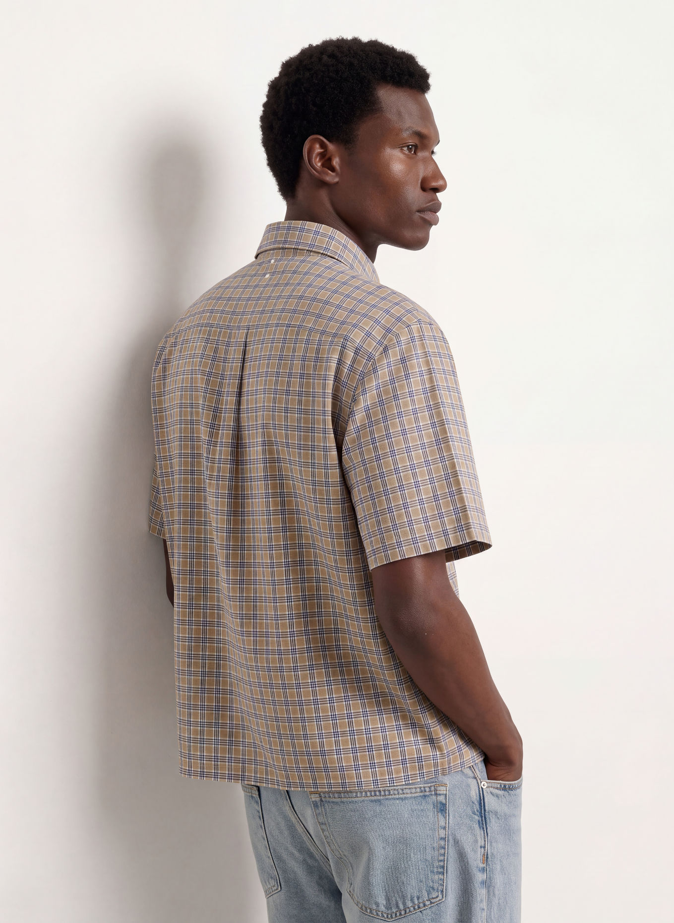 about:blank Kurzarm-Hemd Boxy Fit: BEIGE / ROT / BLAU