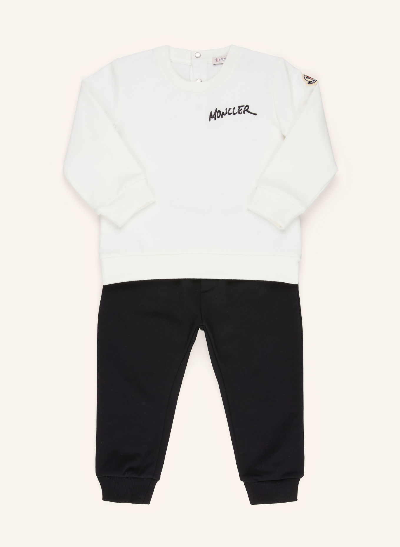 MONCLER enfant Set: hanorac și pantaloni de trening: ALB / NEGRU