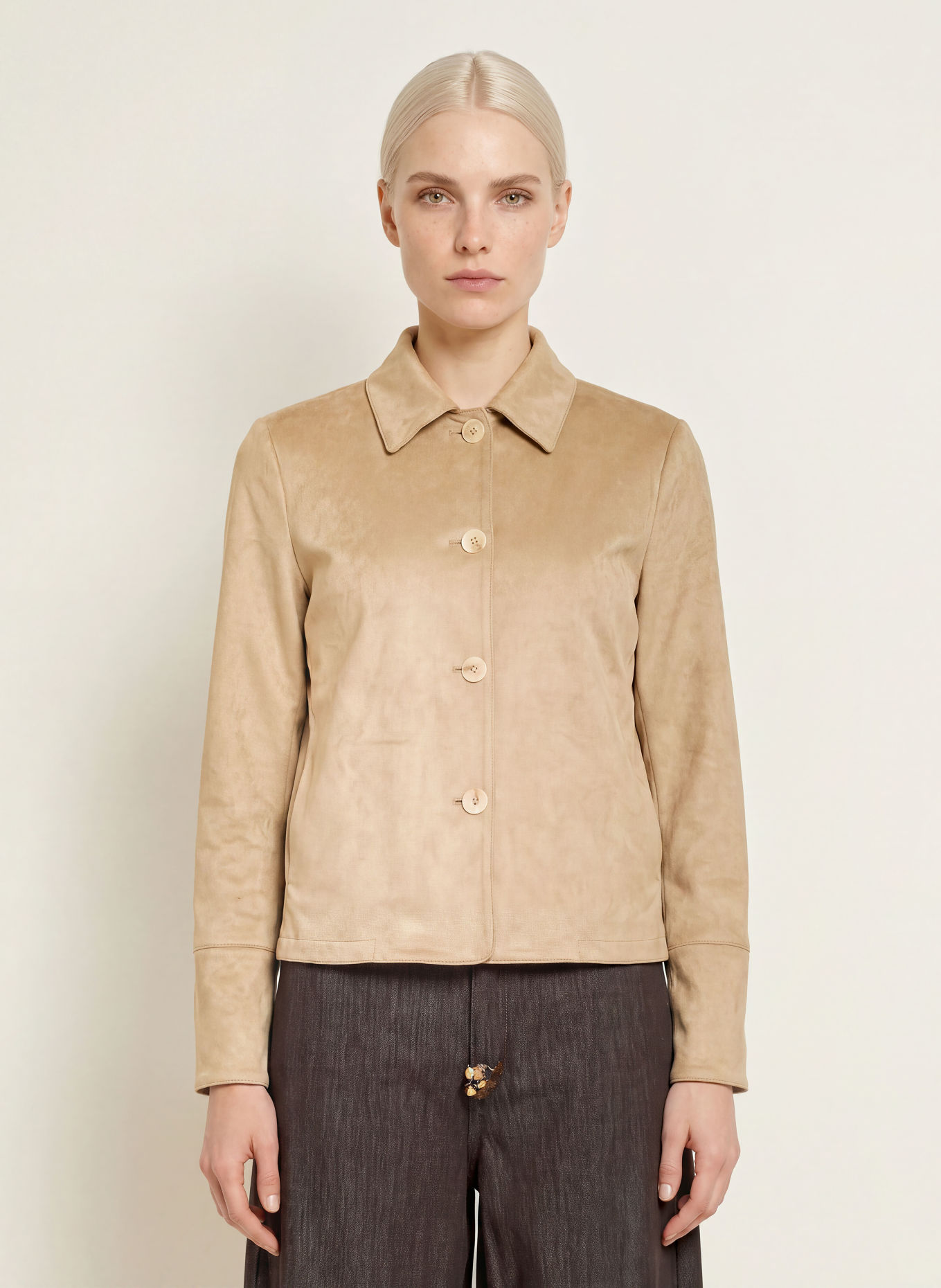 White Label Leather-look jacket: BEIGE