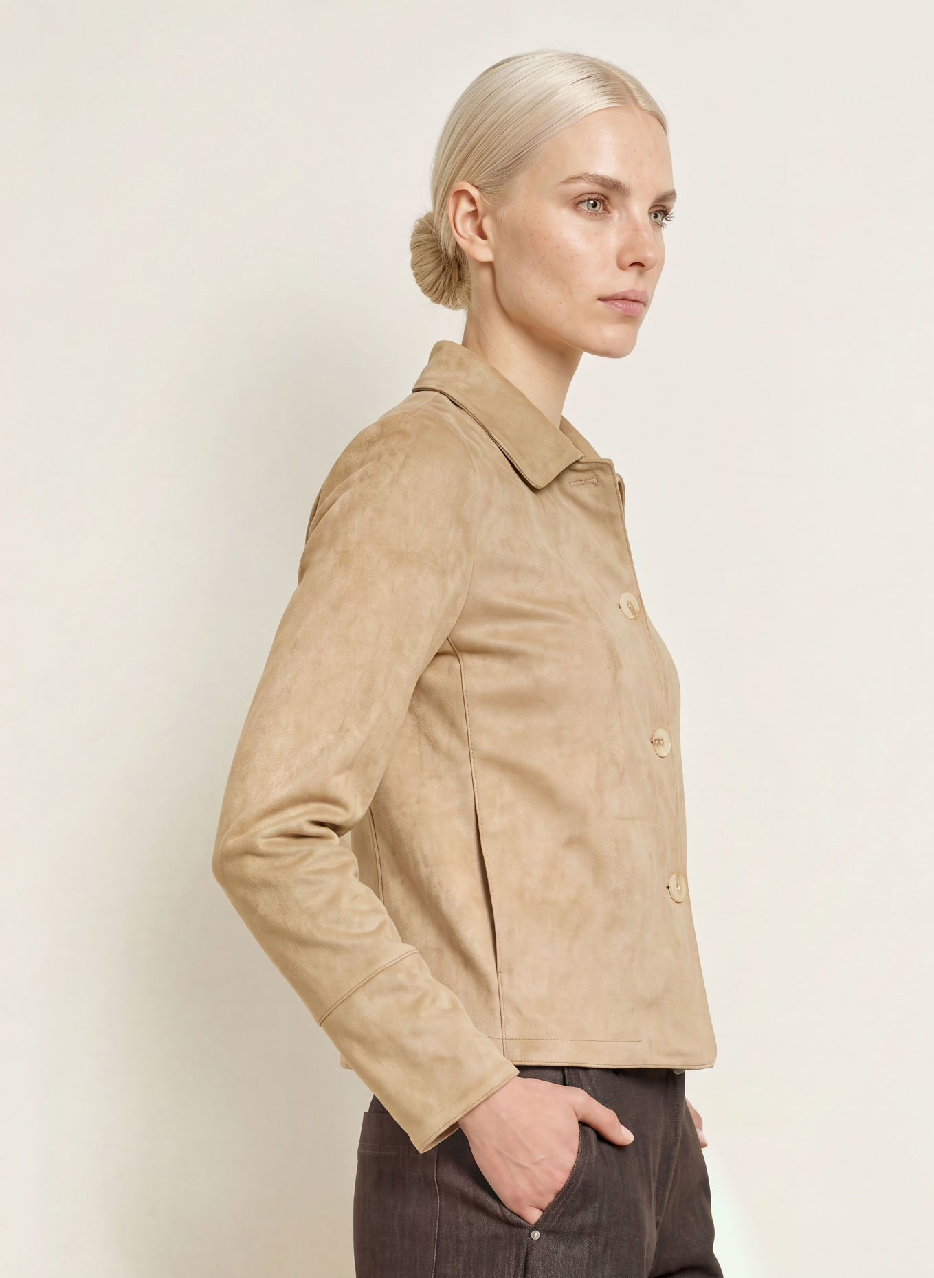 White Label Leather-look jacket: BEIGE