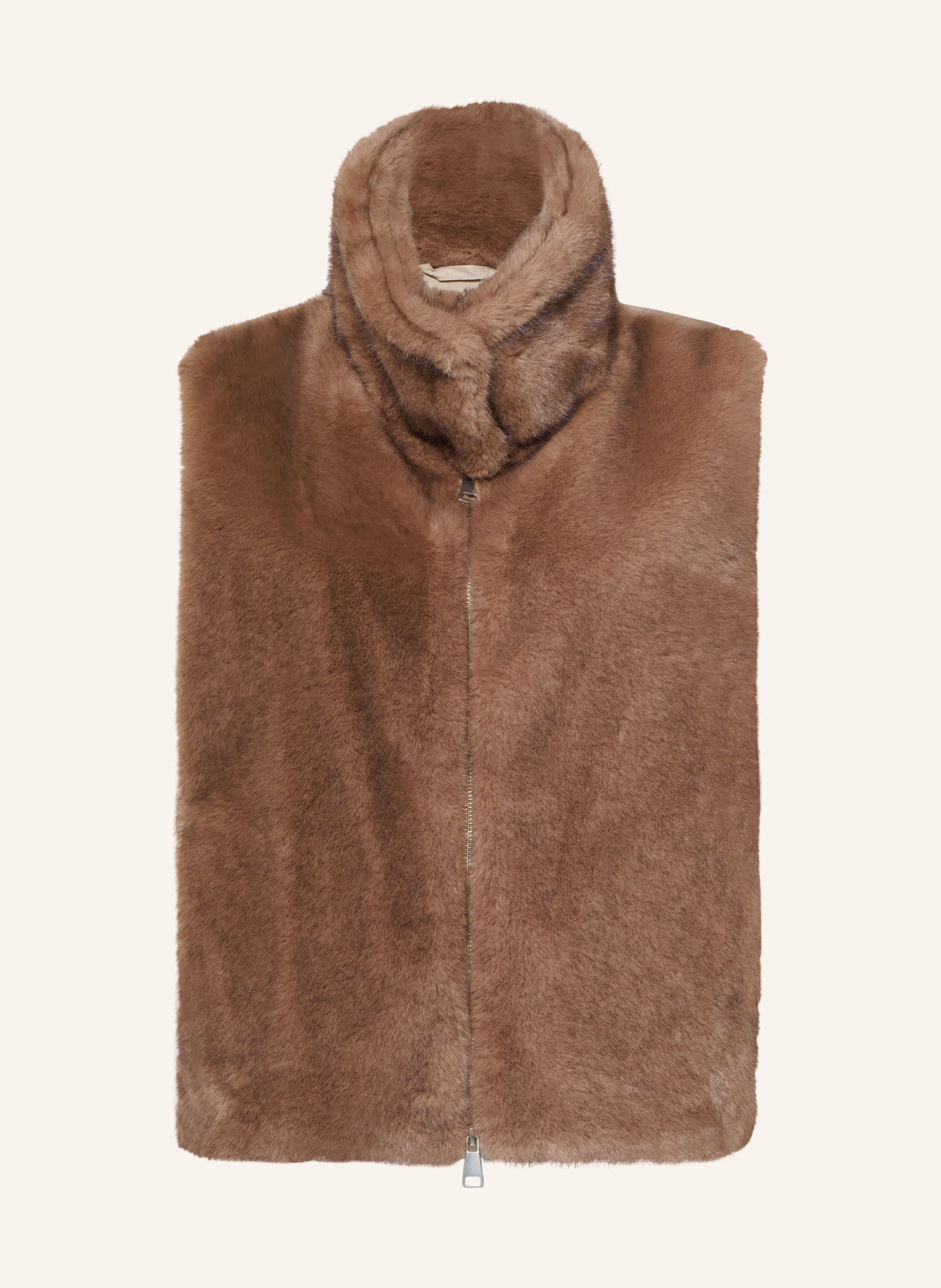 White Label Kunstfell-Weste im Materialmix: TAUPE