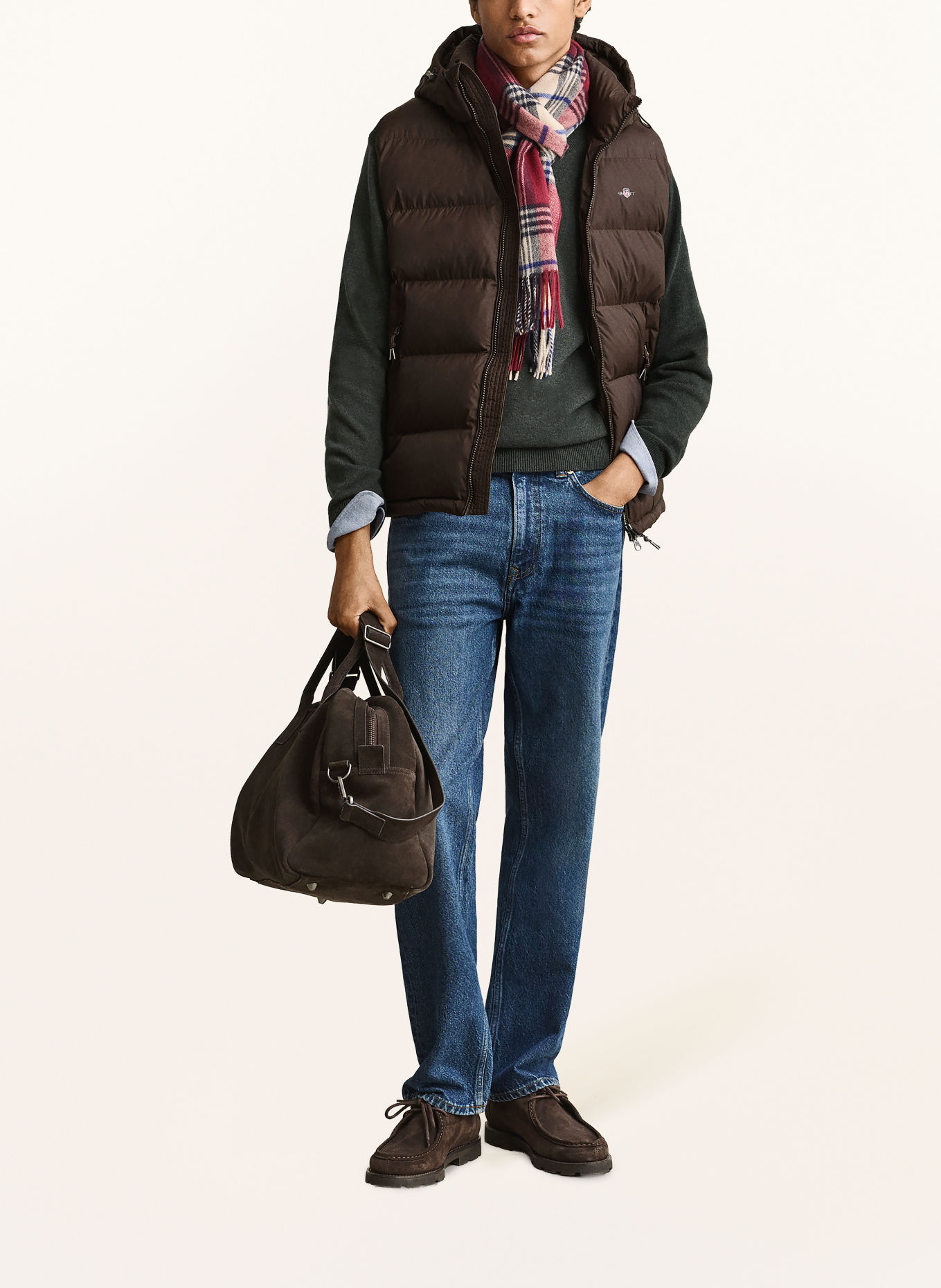 GANT Quiltet vest: MØRKEBRUN