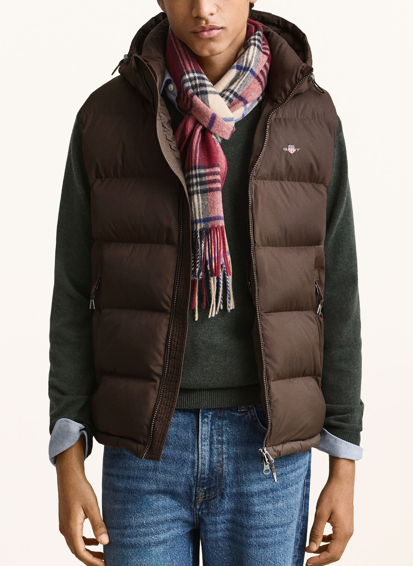 GANT Quiltet vest: MØRKEBRUN