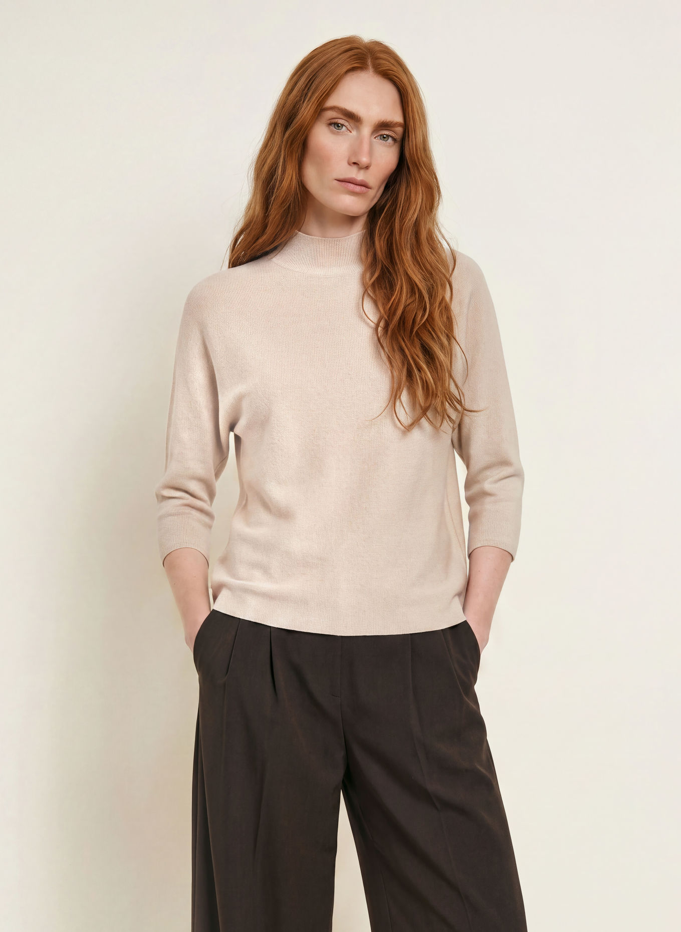 comma Trui met 3/4-mouwen: BEIGE