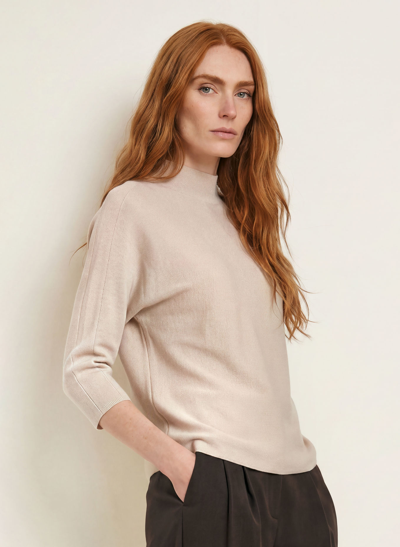 comma Trui met 3/4-mouwen: BEIGE
