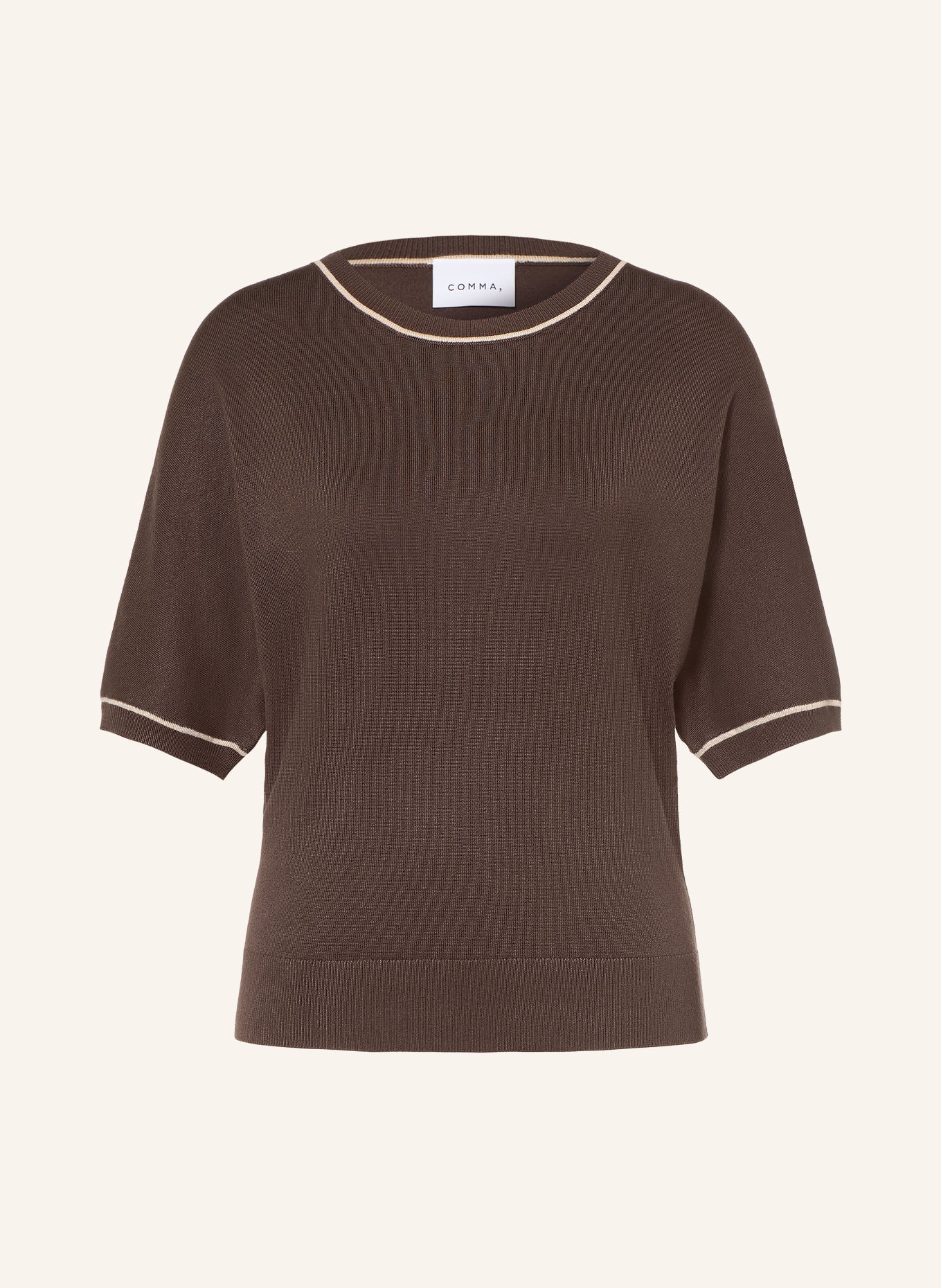 comma Knit shirt: DARK BROWN / BEIGE