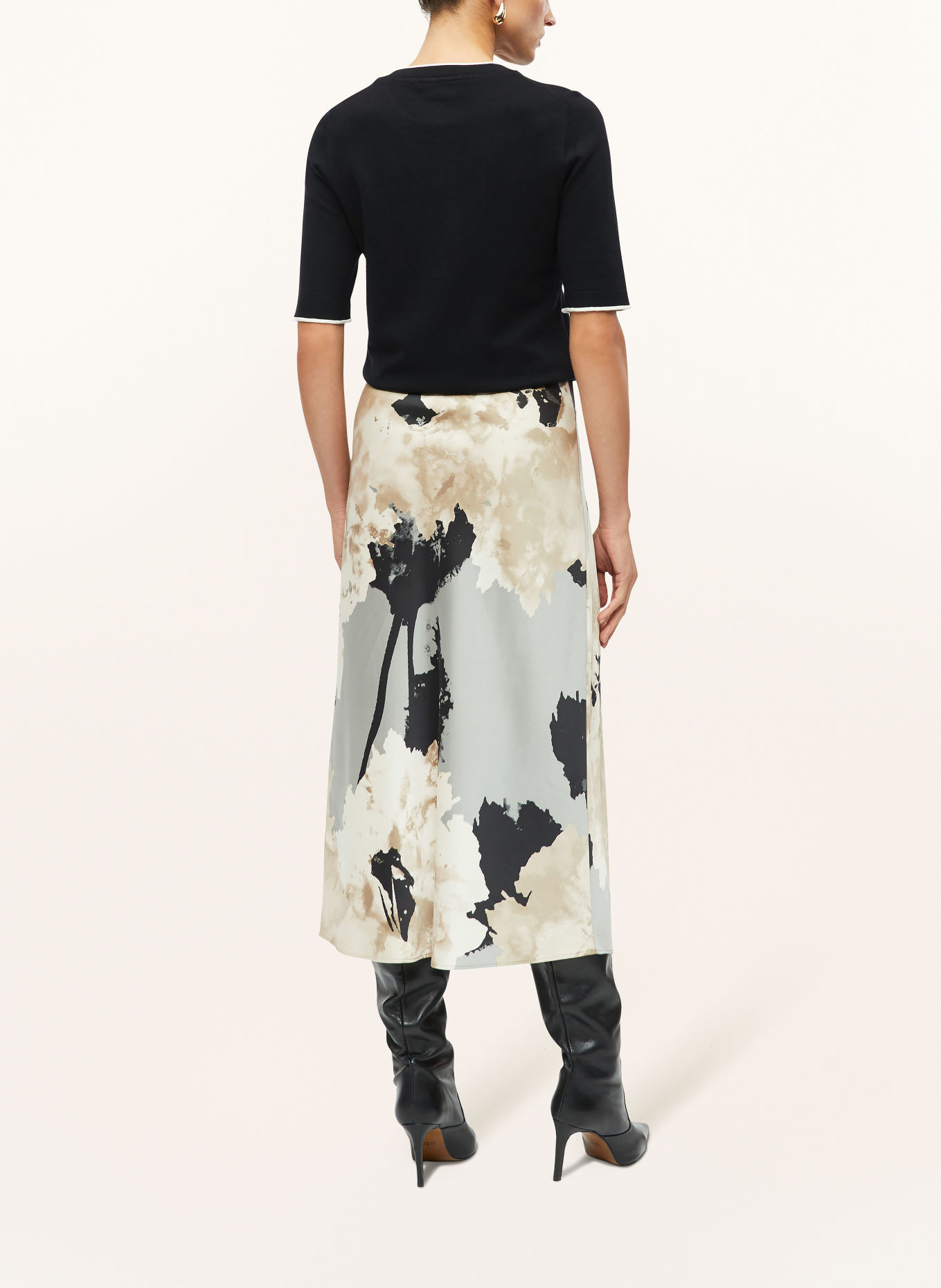 s.Oliver BLACK LABEL Satinrock: CREME / GRAU / SCHWARZ