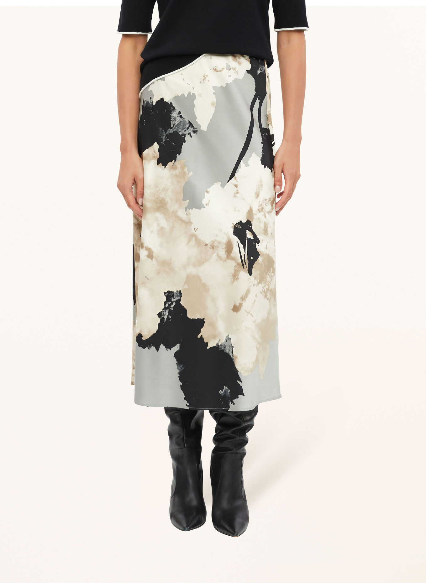 s.Oliver BLACK LABEL Satinrock: CREME / GRAU / SCHWARZ