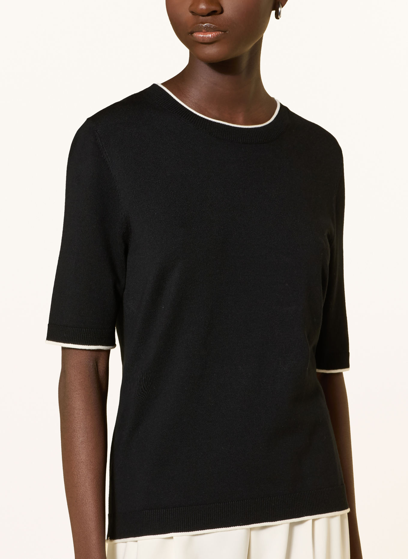 s.Oliver BLACK LABEL Haut en maille: NOIR / BLANC