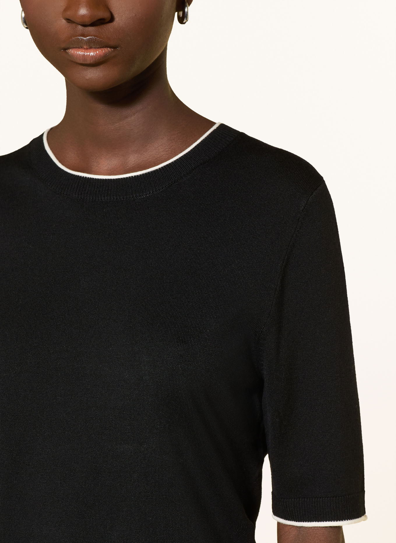 s.Oliver BLACK LABEL Haut en maille: NOIR / BLANC