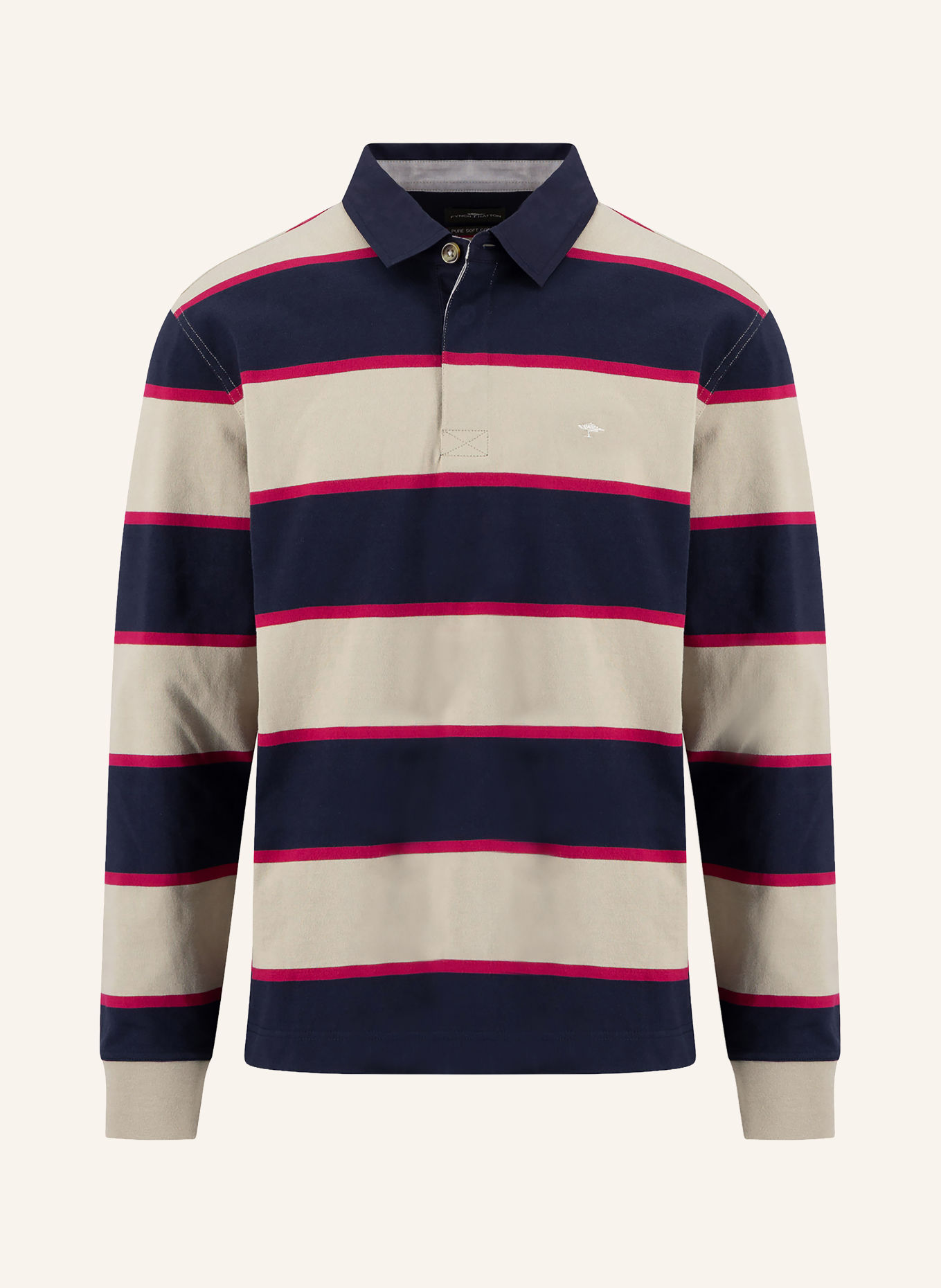 FYNCH-HATTON Rugbyshirt: BEIGE / ROZE / DONKERBLAUW