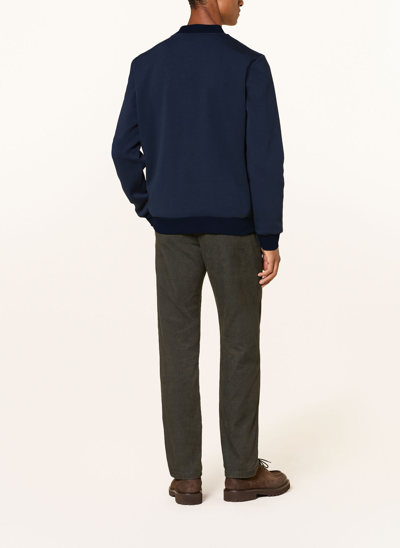 FYNCH-HATTON Sweatjacke im Materialmix: DUNKELBLAU