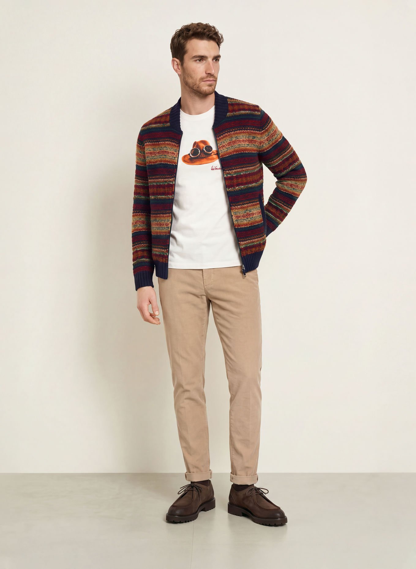 Luis Trenker Vest LUWILLY: CRÈME / GROEN / DONKERBLAUW