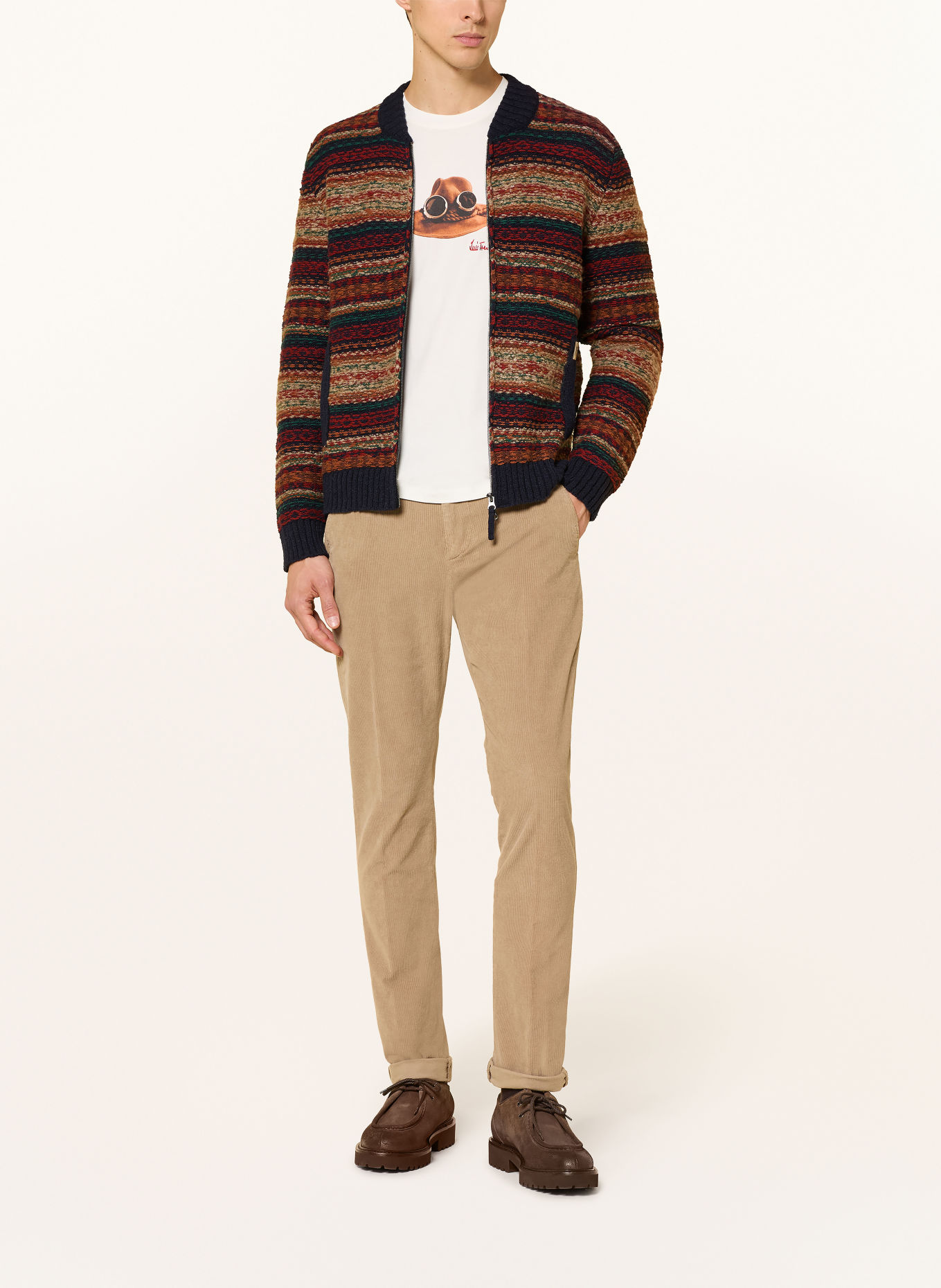 Luis Trenker Vest LUWILLY: CRÈME / GROEN / DONKERBLAUW