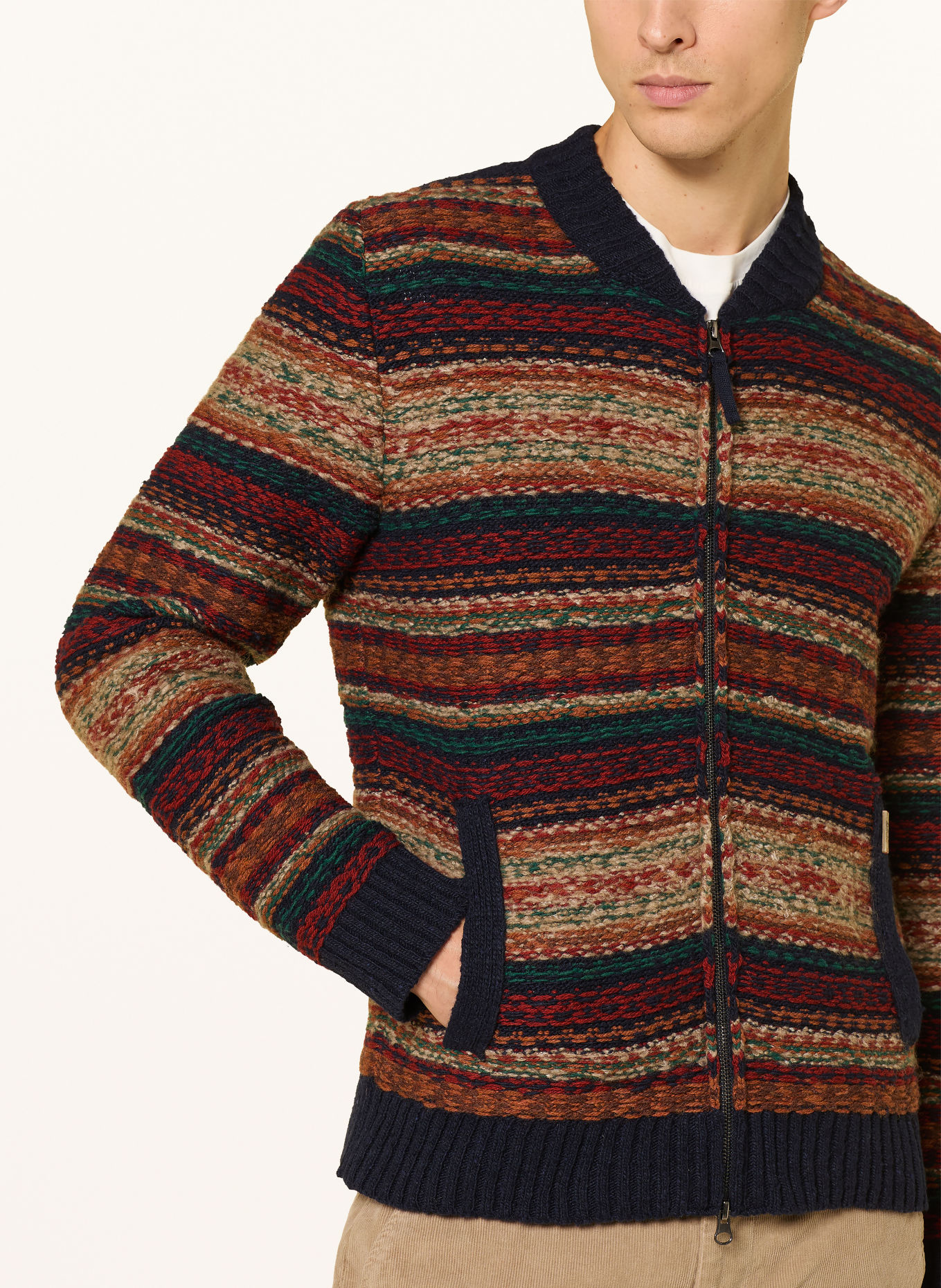 Luis Trenker Vest LUWILLY: CRÈME / GROEN / DONKERBLAUW