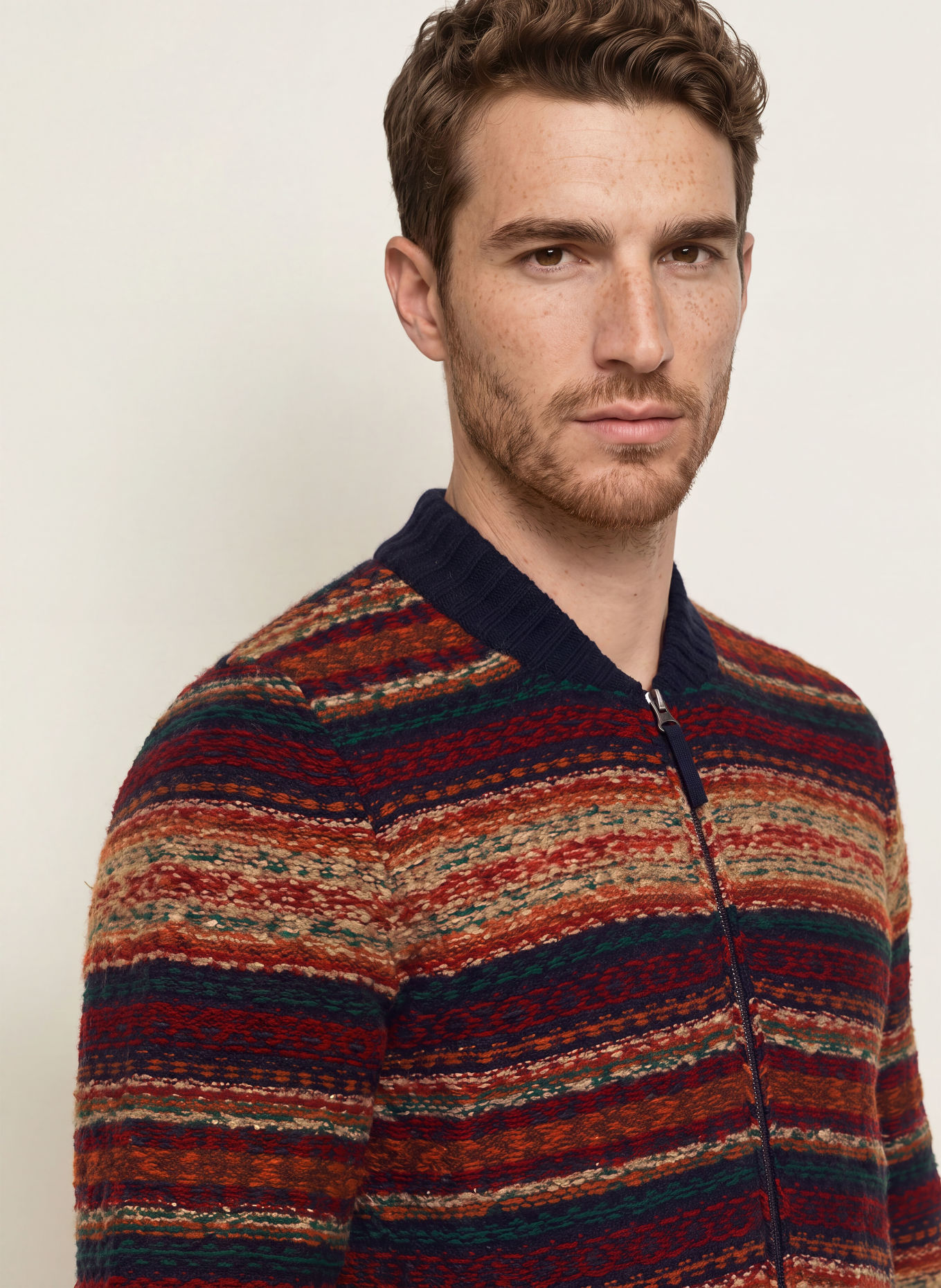 Luis Trenker Vest LUWILLY: CRÈME / GROEN / DONKERBLAUW