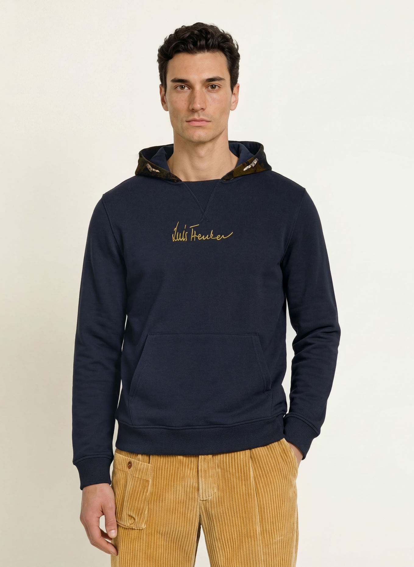 Luis Trenker Hoodie LUPHILIPP: DONKERBLAUW / BRUIN / OLIJF
