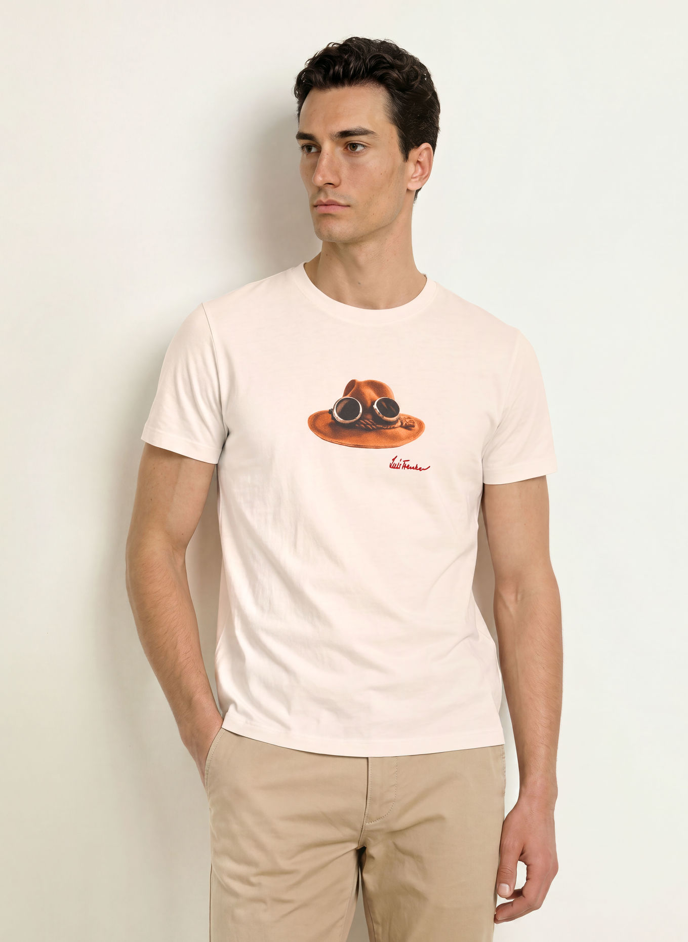 Luis Trenker T-Shirt DER HUT: WEISS / CAMEL / DUNKELBRAUN