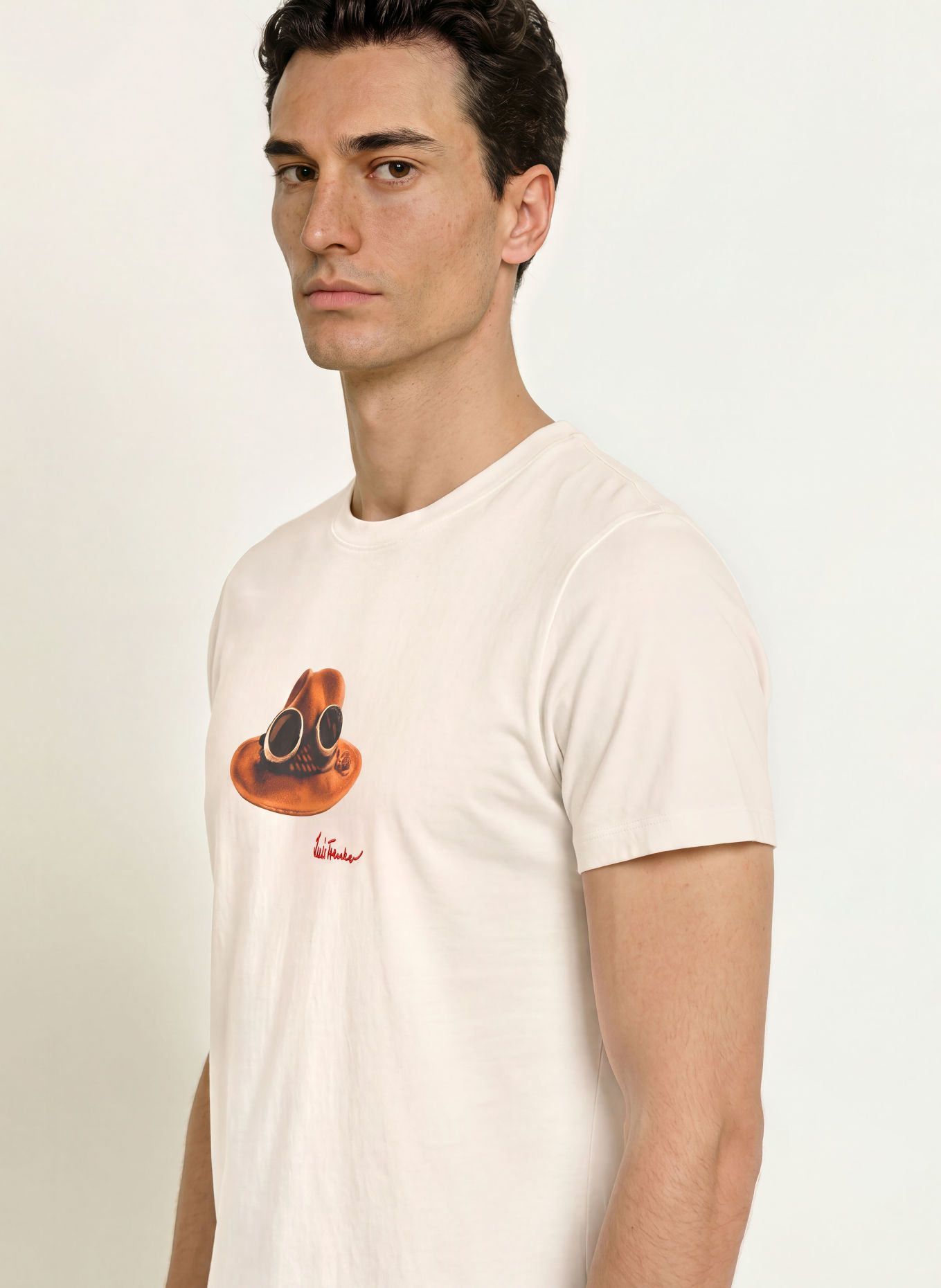 Luis Trenker T-Shirt DER HUT: WEISS / CAMEL / DUNKELBRAUN