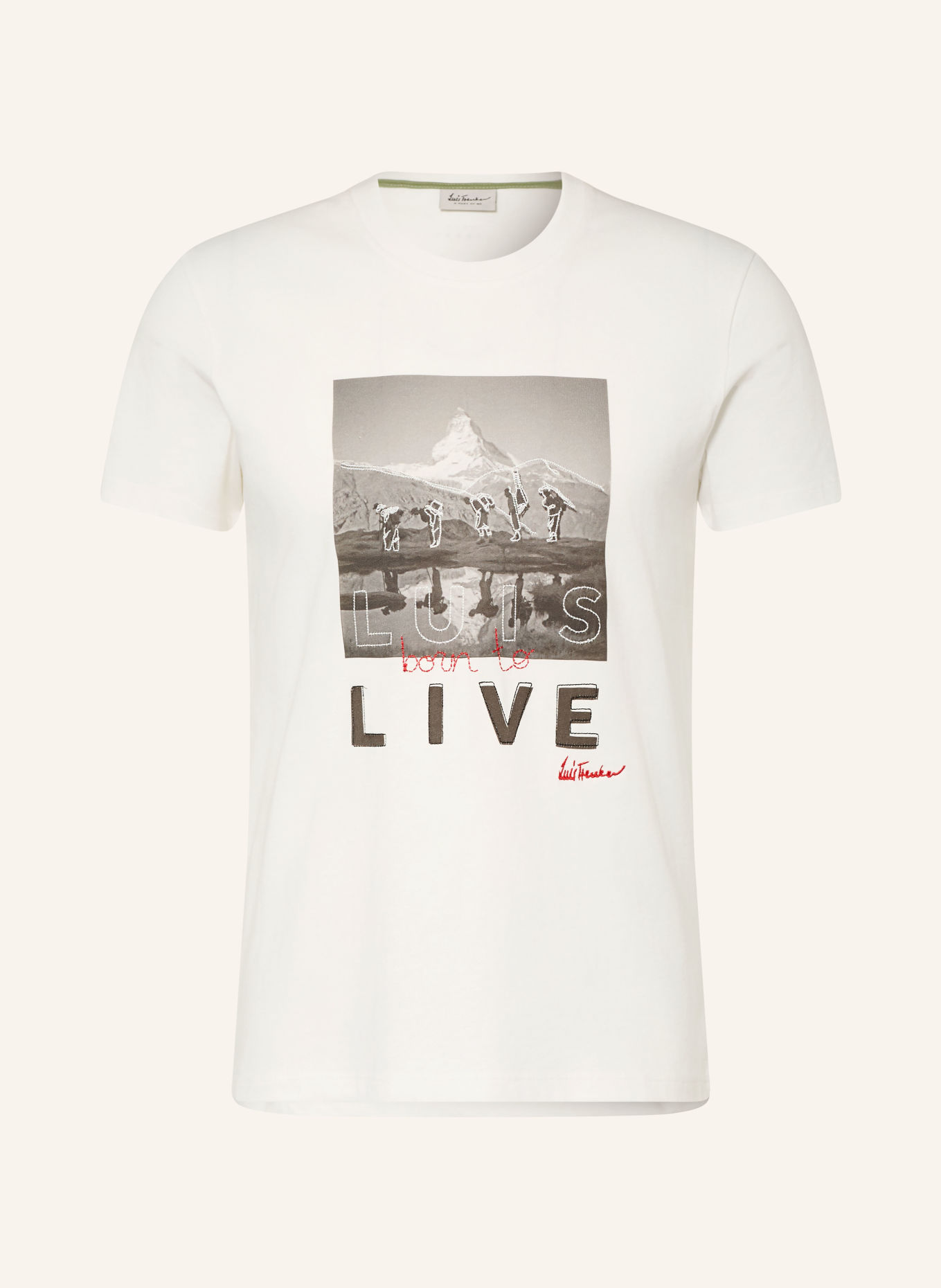 Luis Trenker T-shirt LUPEAK: VIT / GRÅ / MÖRKRÖD