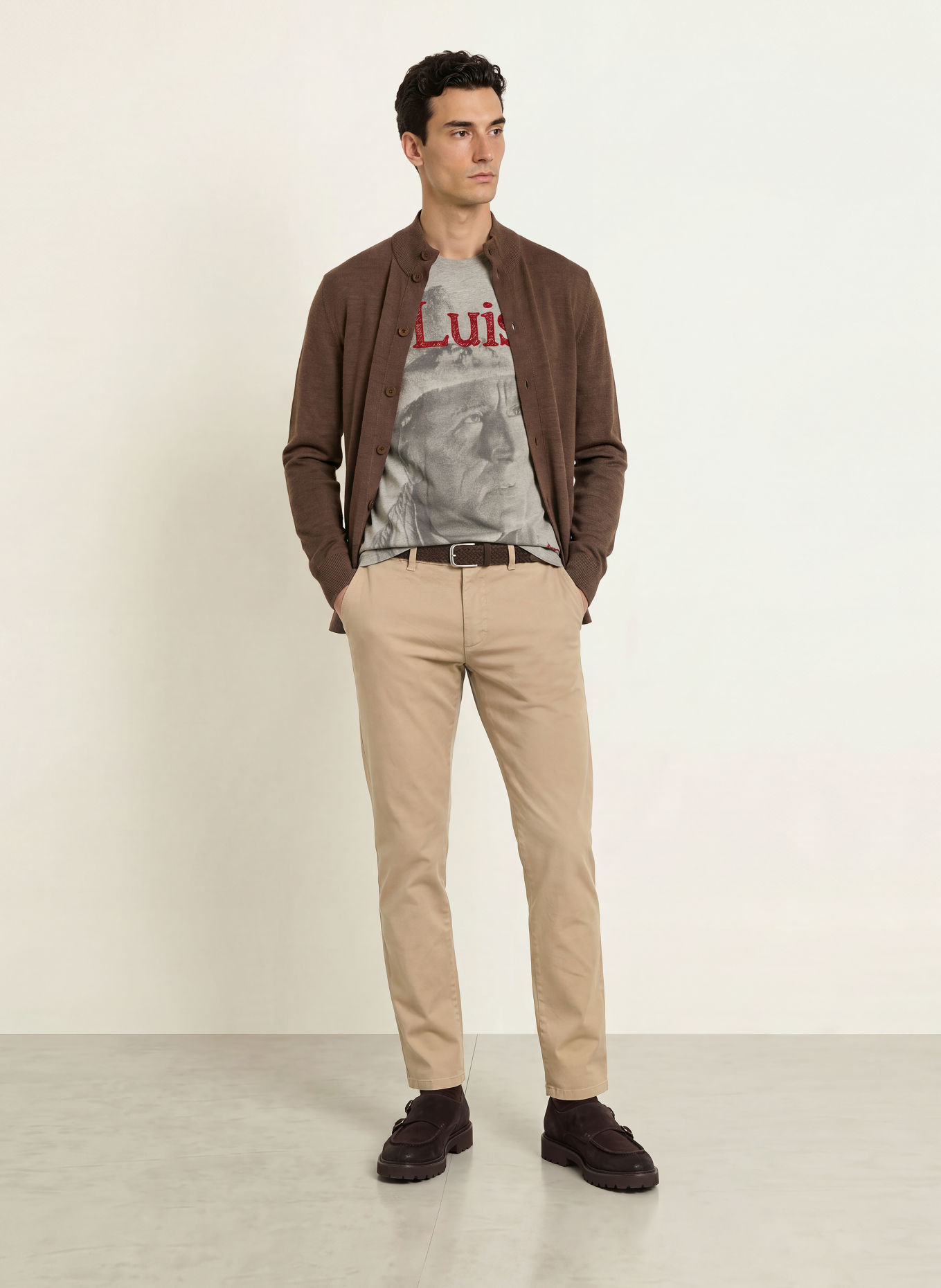 Luis Trenker T-Shirt LUFACE: HELLGRAU / DUNKELGRAU / ROT