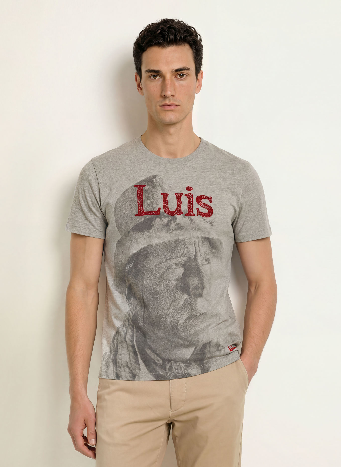 Luis Trenker T-Shirt LUFACE: HELLGRAU / DUNKELGRAU / ROT