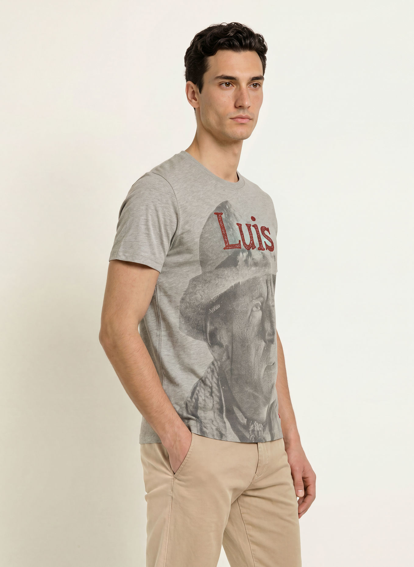 Luis Trenker T-Shirt LUFACE: HELLGRAU / DUNKELGRAU / ROT