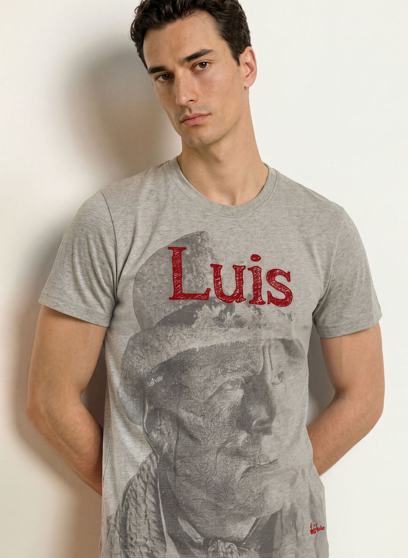 Luis Trenker T-Shirt LUFACE: HELLGRAU / DUNKELGRAU / ROT