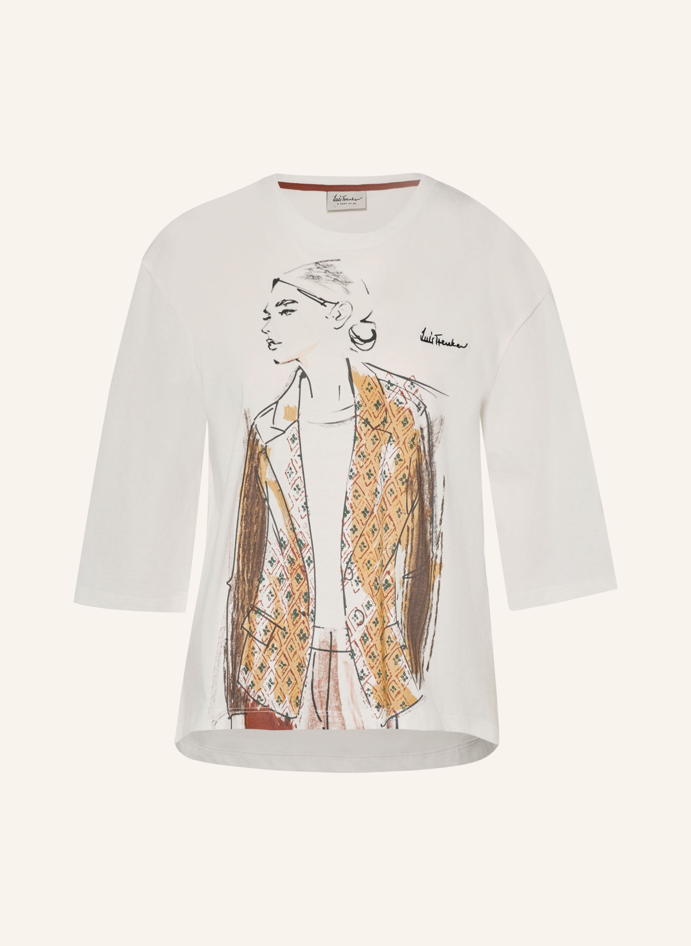 Luis Trenker T-shirt LUDAMI: VIT / BEIGE / SVART