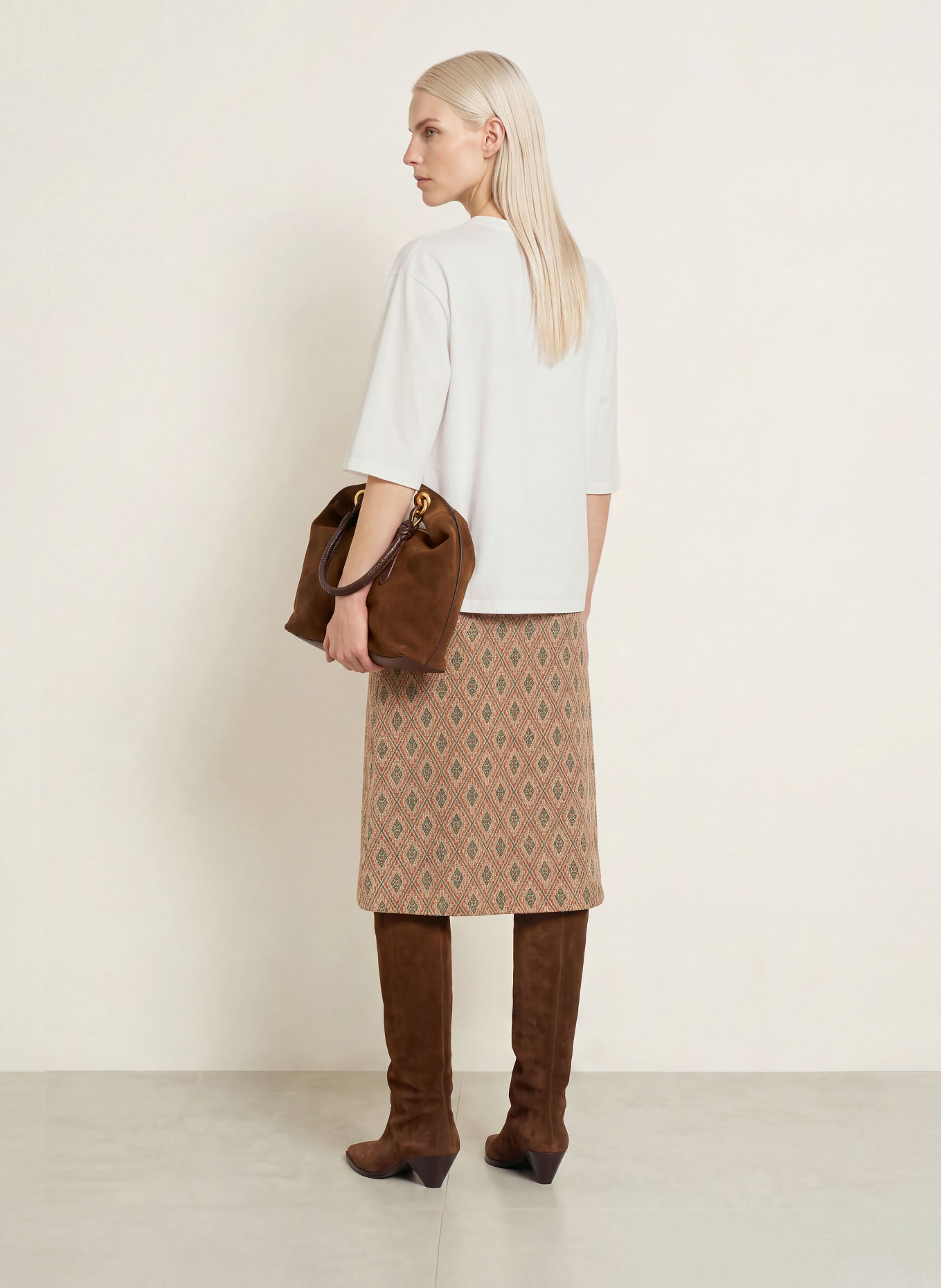 Luis Trenker T-shirt LUDAMI: VIT / BEIGE / SVART