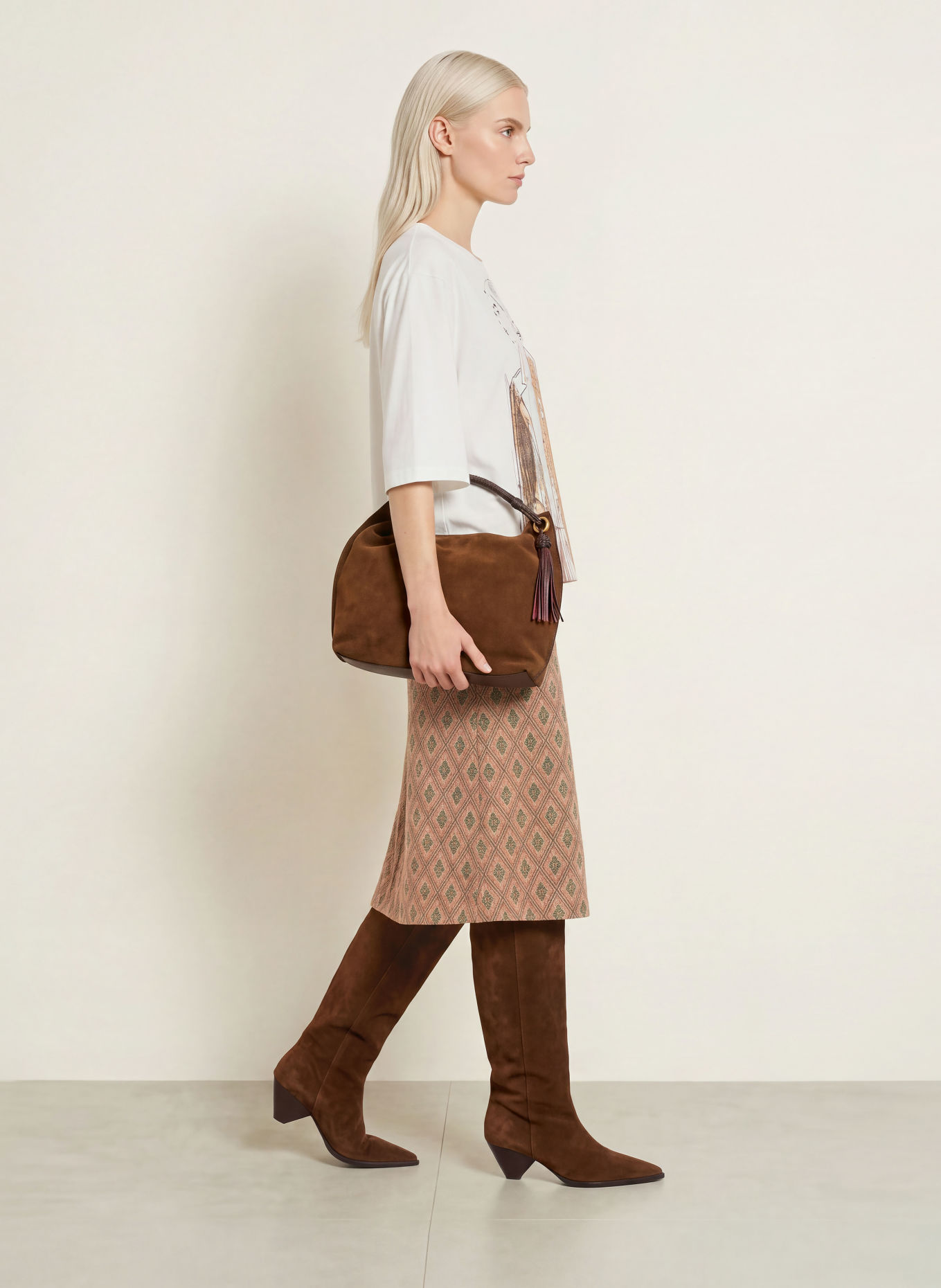 Luis Trenker T-shirt LUDAMI: VIT / BEIGE / SVART