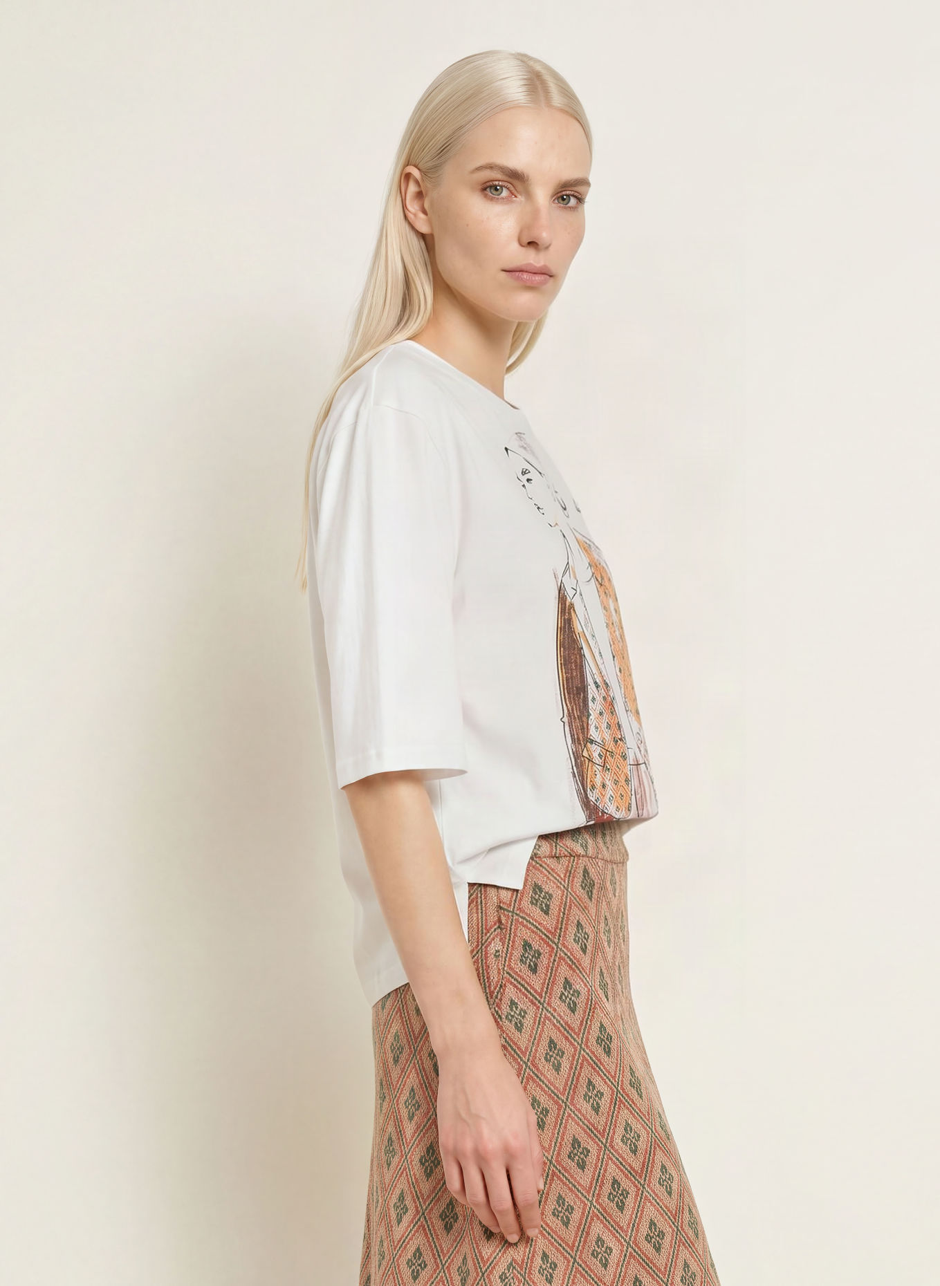 Luis Trenker T-shirt LUDAMI: VIT / BEIGE / SVART