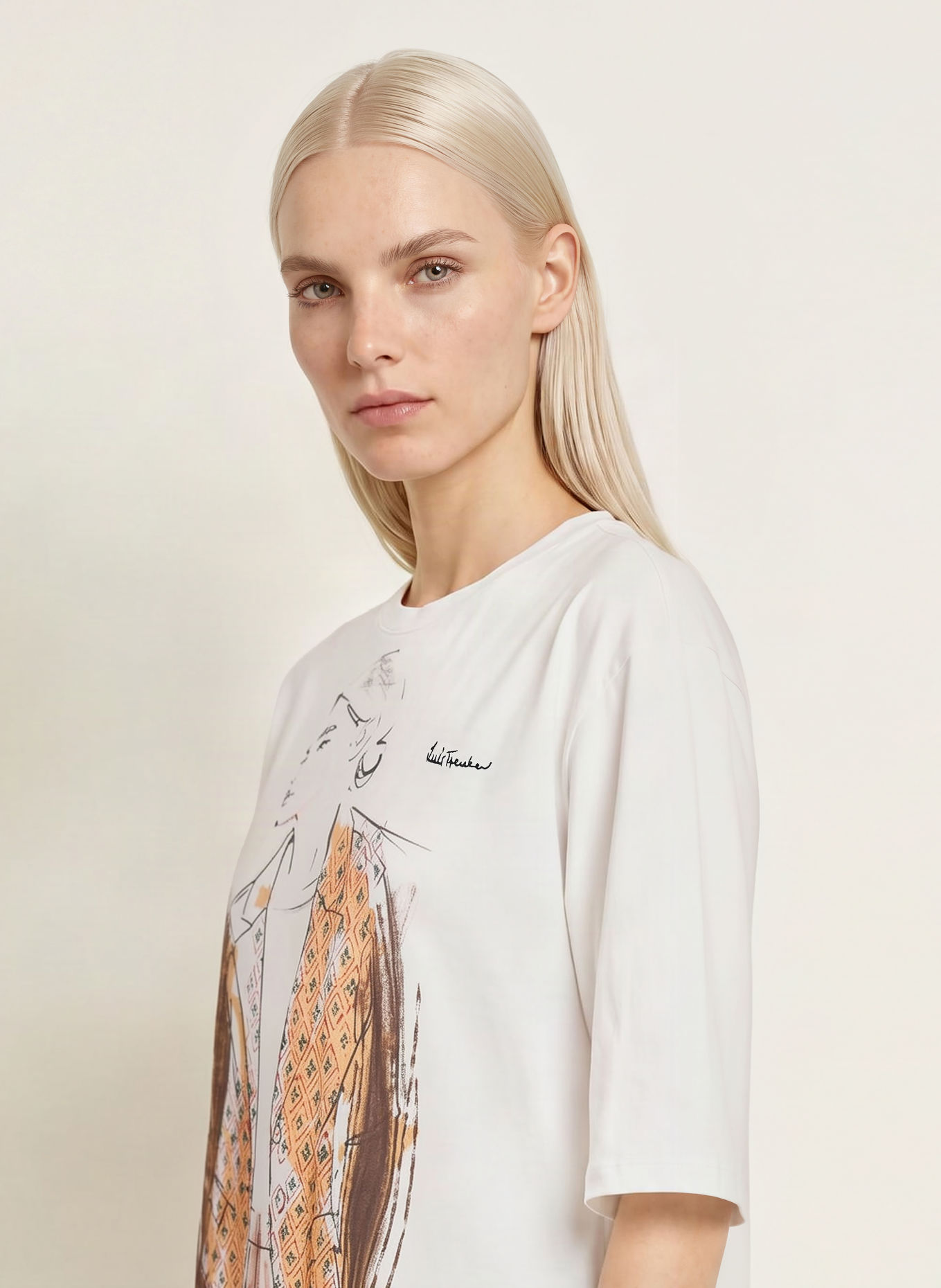 Luis Trenker T-shirt LUDAMI: VIT / BEIGE / SVART