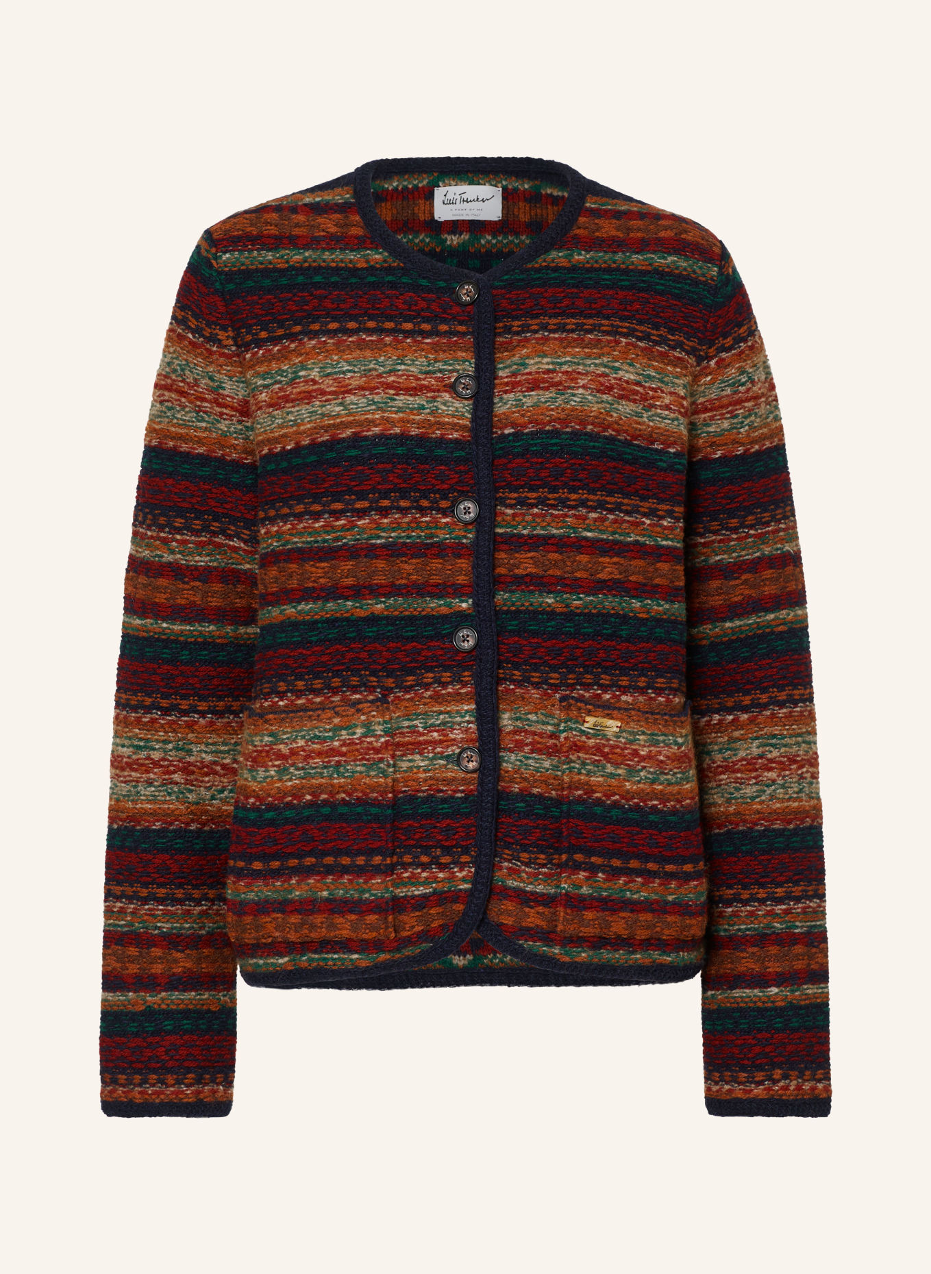 Luis Trenker LUAROWENA Cardigan: BROWN / GREEN / DARK BLUE