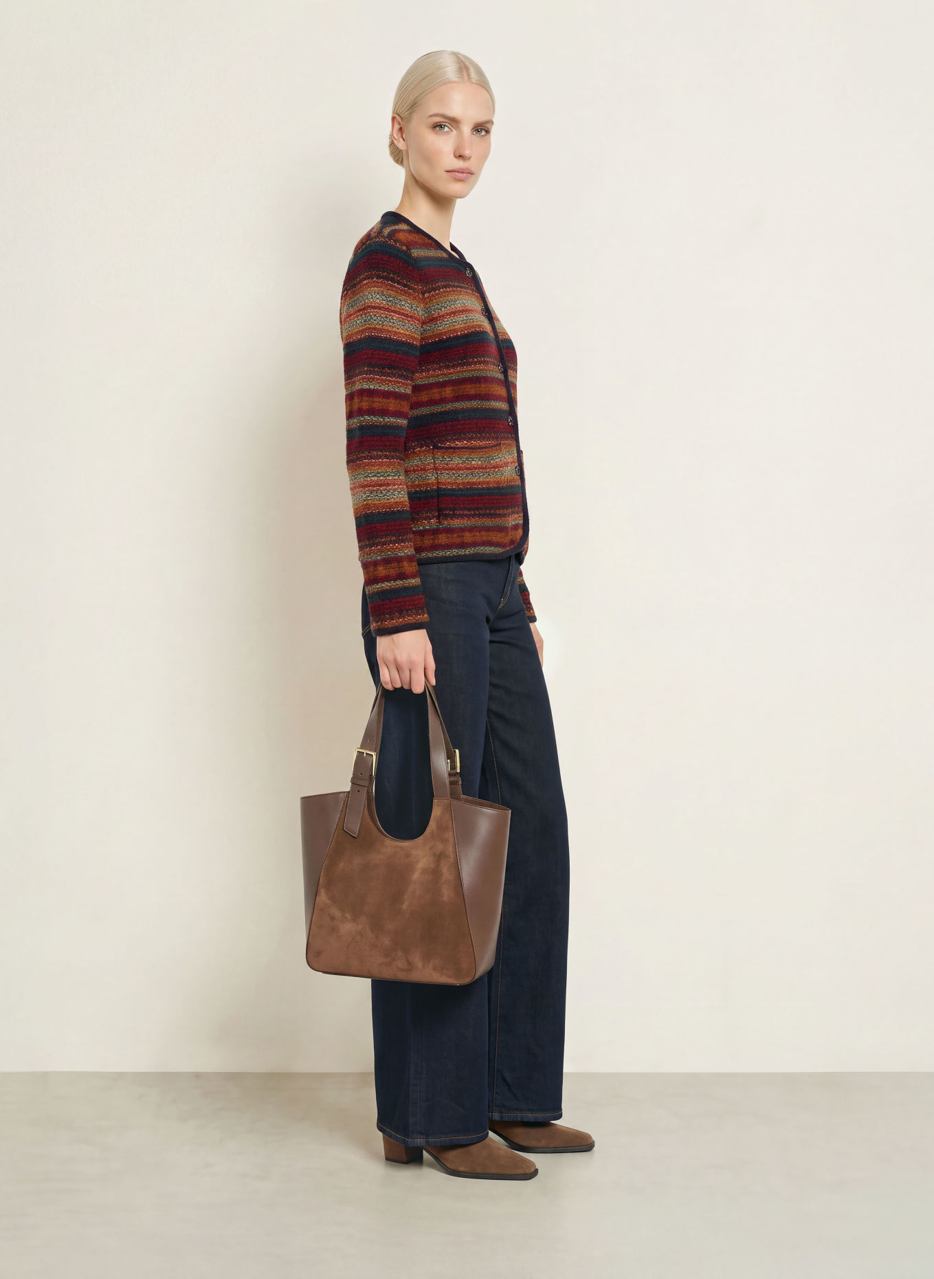 Luis Trenker LUAROWENA Cardigan: BROWN / GREEN / DARK BLUE