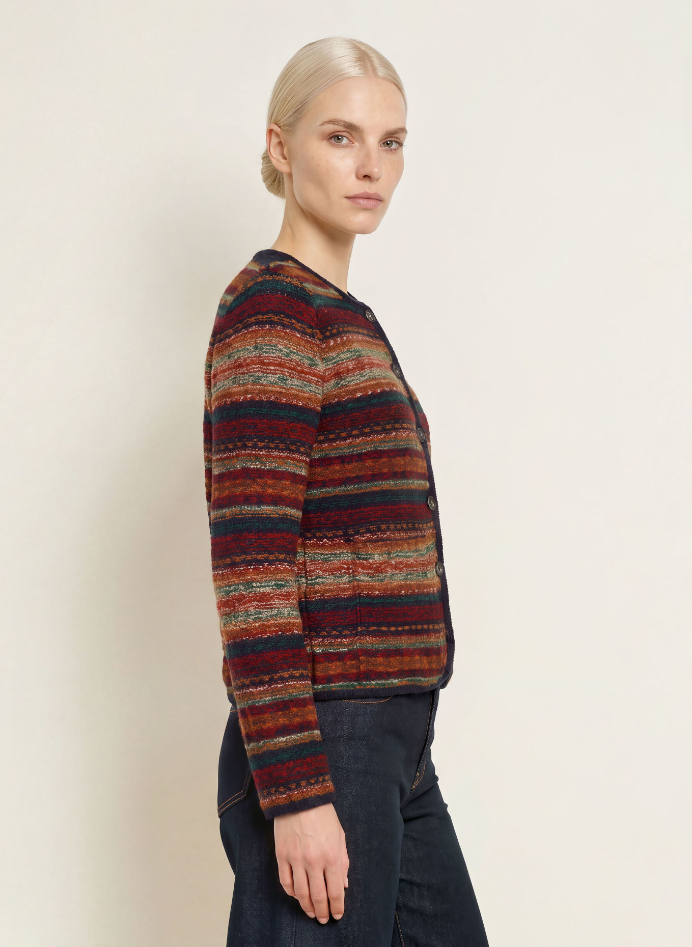 Luis Trenker LUAROWENA Cardigan: BROWN / GREEN / DARK BLUE