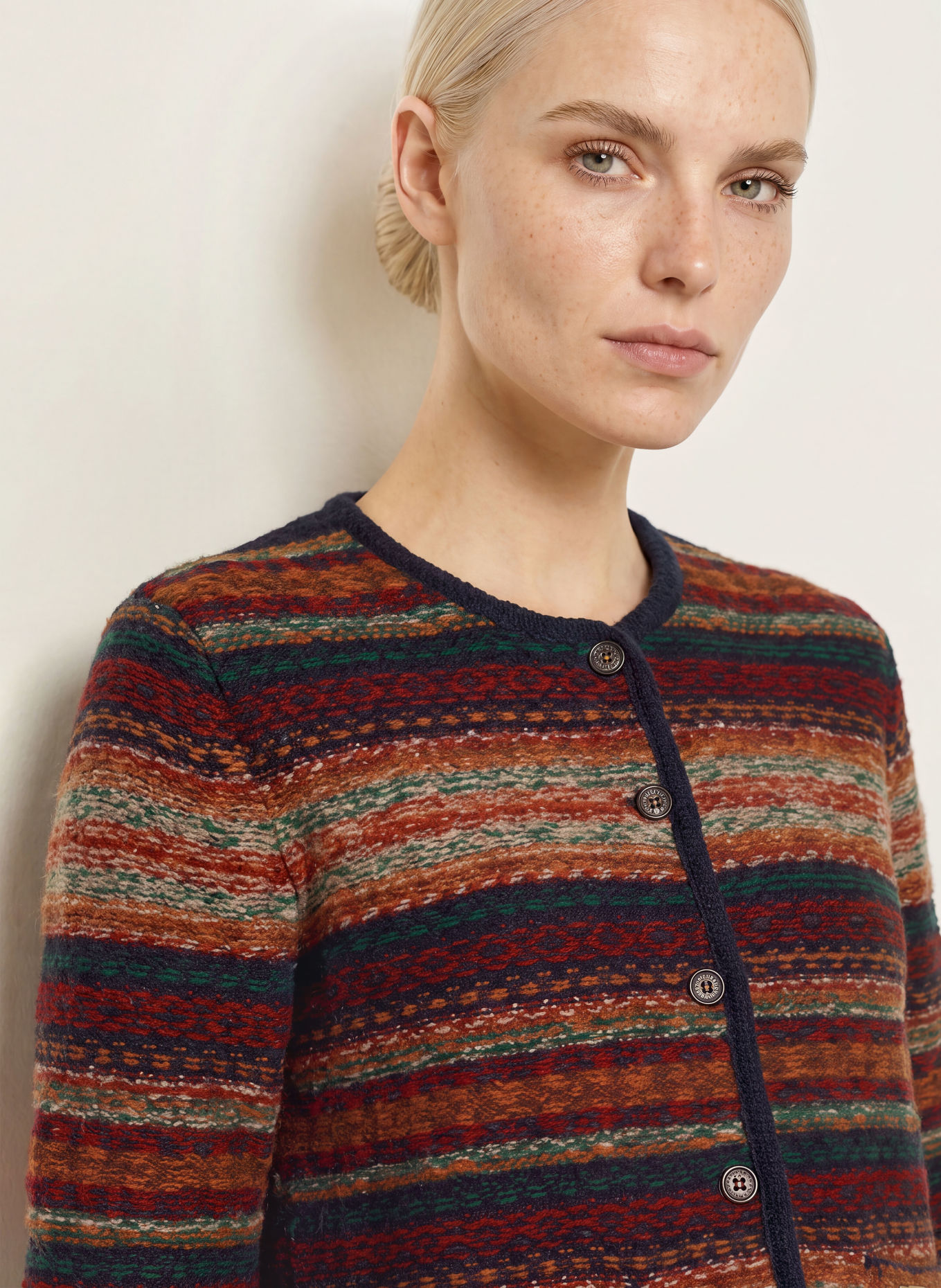 Luis Trenker LUAROWENA Cardigan: BROWN / GREEN / DARK BLUE
