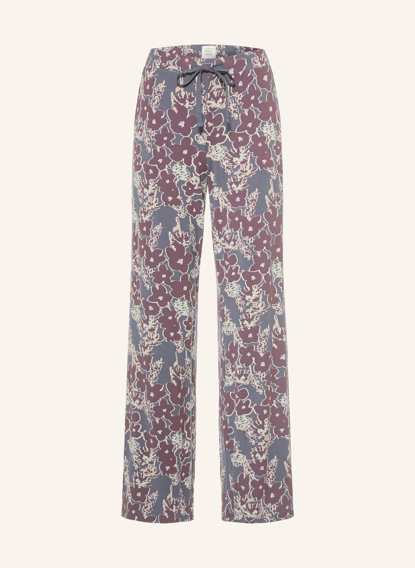 SCHIESSER Slaapbroek MIX + RELAX: DONKERROOD / BEIGE / BLAUWGRIJS