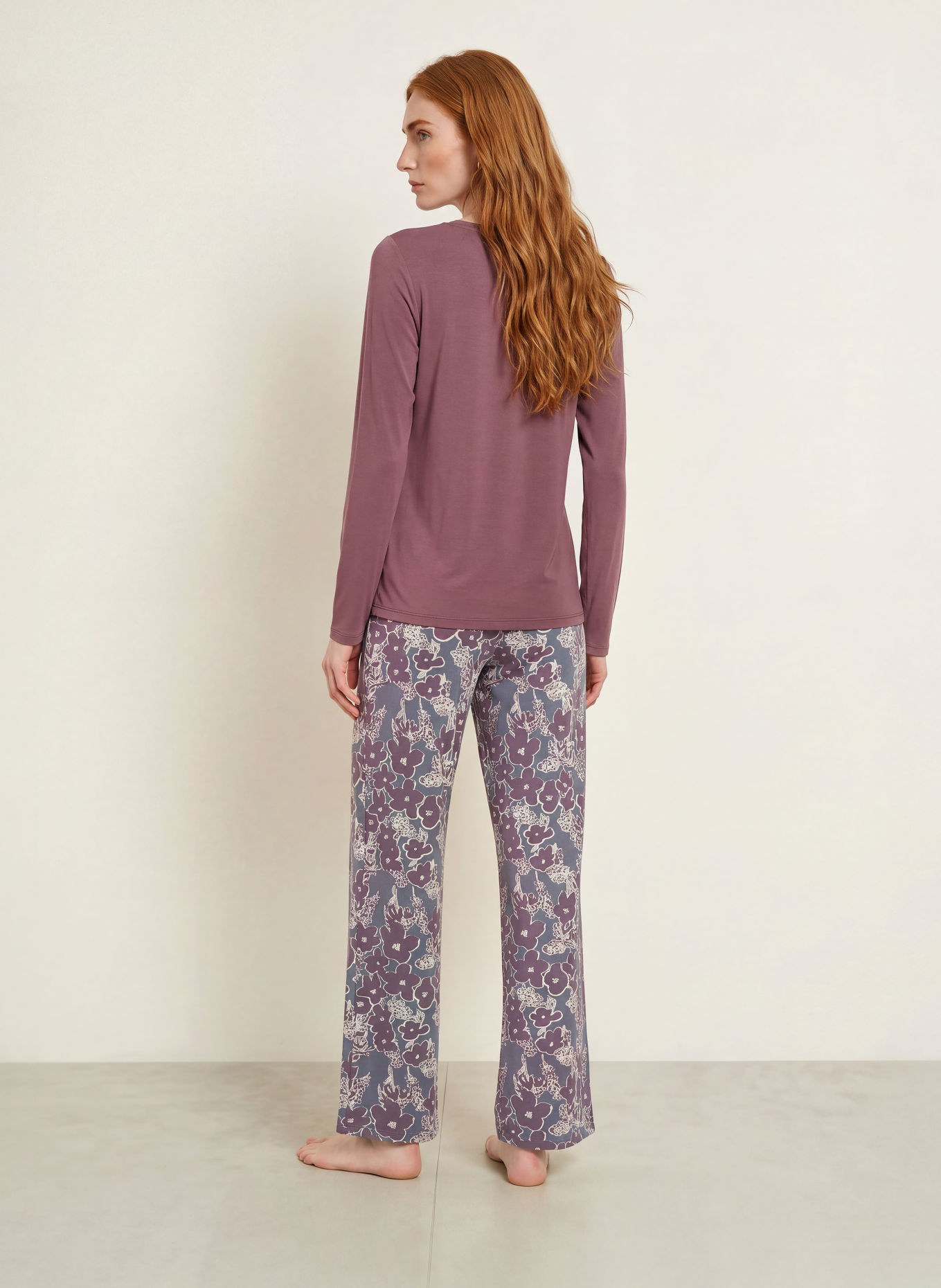 SCHIESSER Slaapbroek MIX + RELAX: DONKERROOD / BEIGE / BLAUWGRIJS