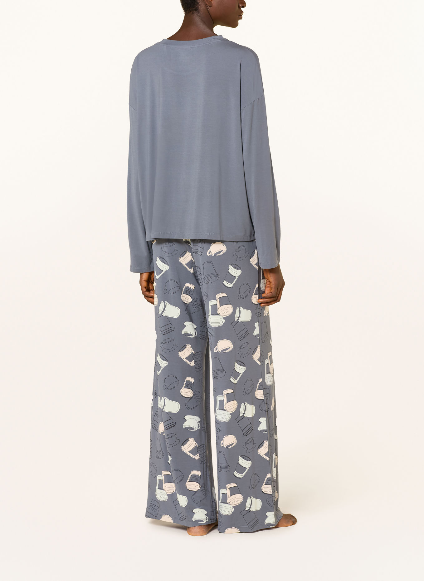 SCHIESSER Schlafanzug CASUAL FASHION: BLAUGRAU / CREME / MINT