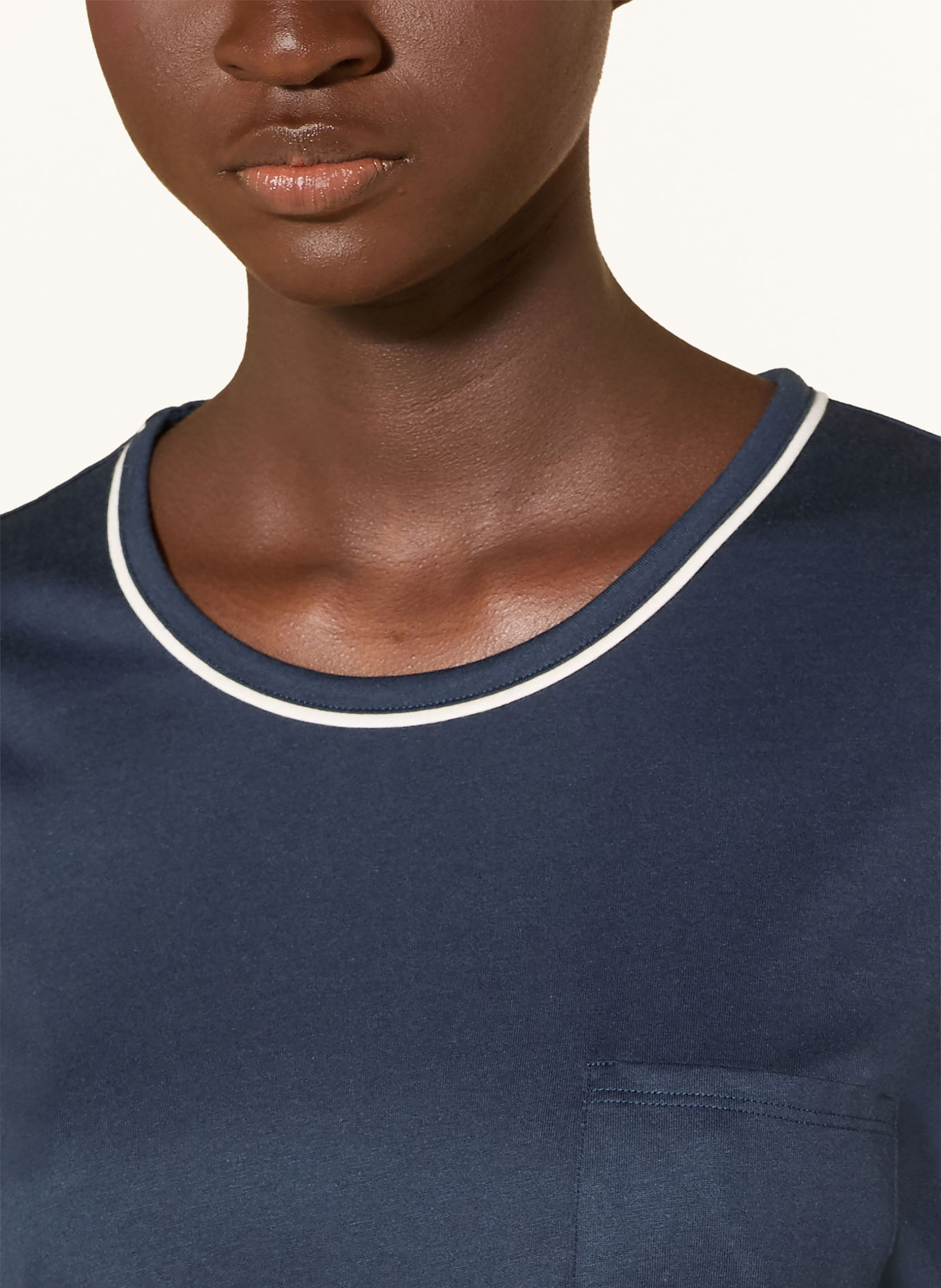 SCHIESSER Pyjama COMFORT NIGHTWEAR: DONKERBLAUW / LICHTBRUIN / CRÈME
