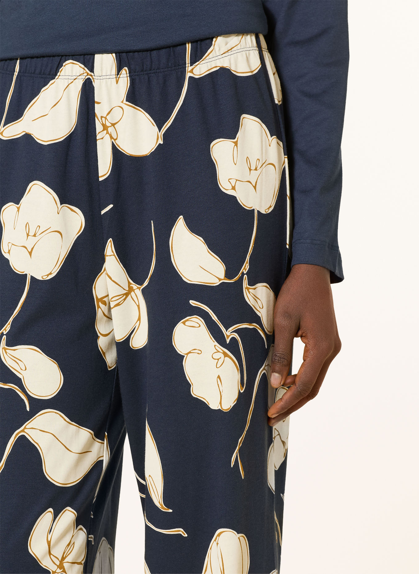 SCHIESSER Pyjama COMFORT NIGHTWEAR: DONKERBLAUW / LICHTBRUIN / CRÈME