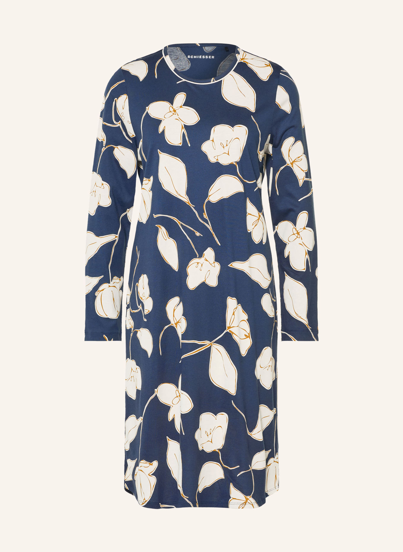 SCHIESSER Koszula nocna COMFORT NIGHTWEAR: GRANATOWY / KREMOWY / OLIWKOWY