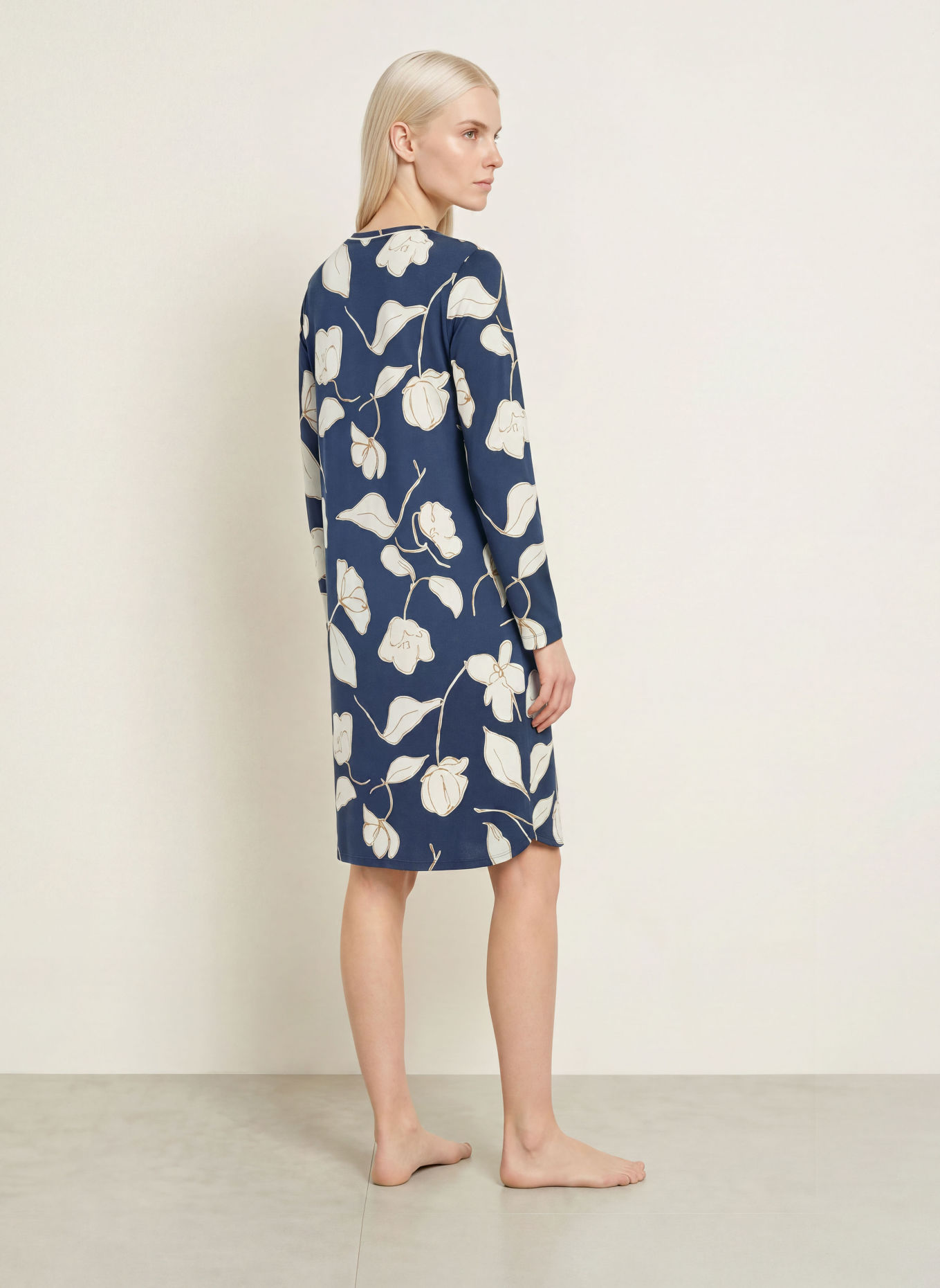 SCHIESSER Koszula nocna COMFORT NIGHTWEAR: GRANATOWY / KREMOWY / OLIWKOWY