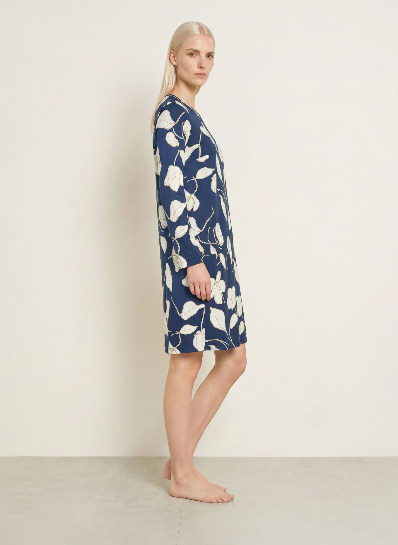 SCHIESSER Koszula nocna COMFORT NIGHTWEAR: GRANATOWY / KREMOWY / OLIWKOWY