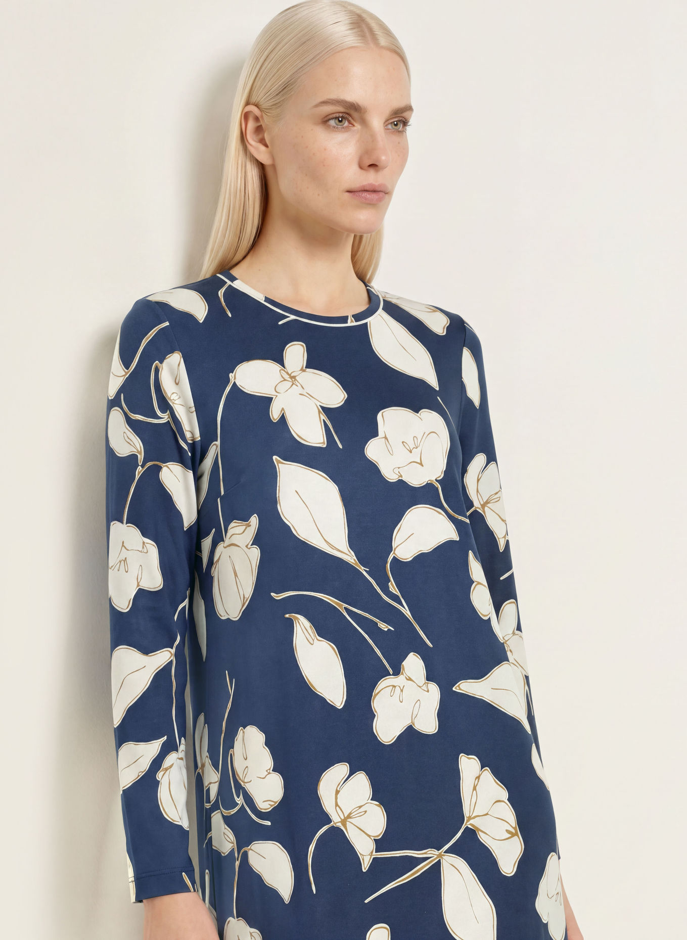 SCHIESSER Koszula nocna COMFORT NIGHTWEAR: GRANATOWY / KREMOWY / OLIWKOWY