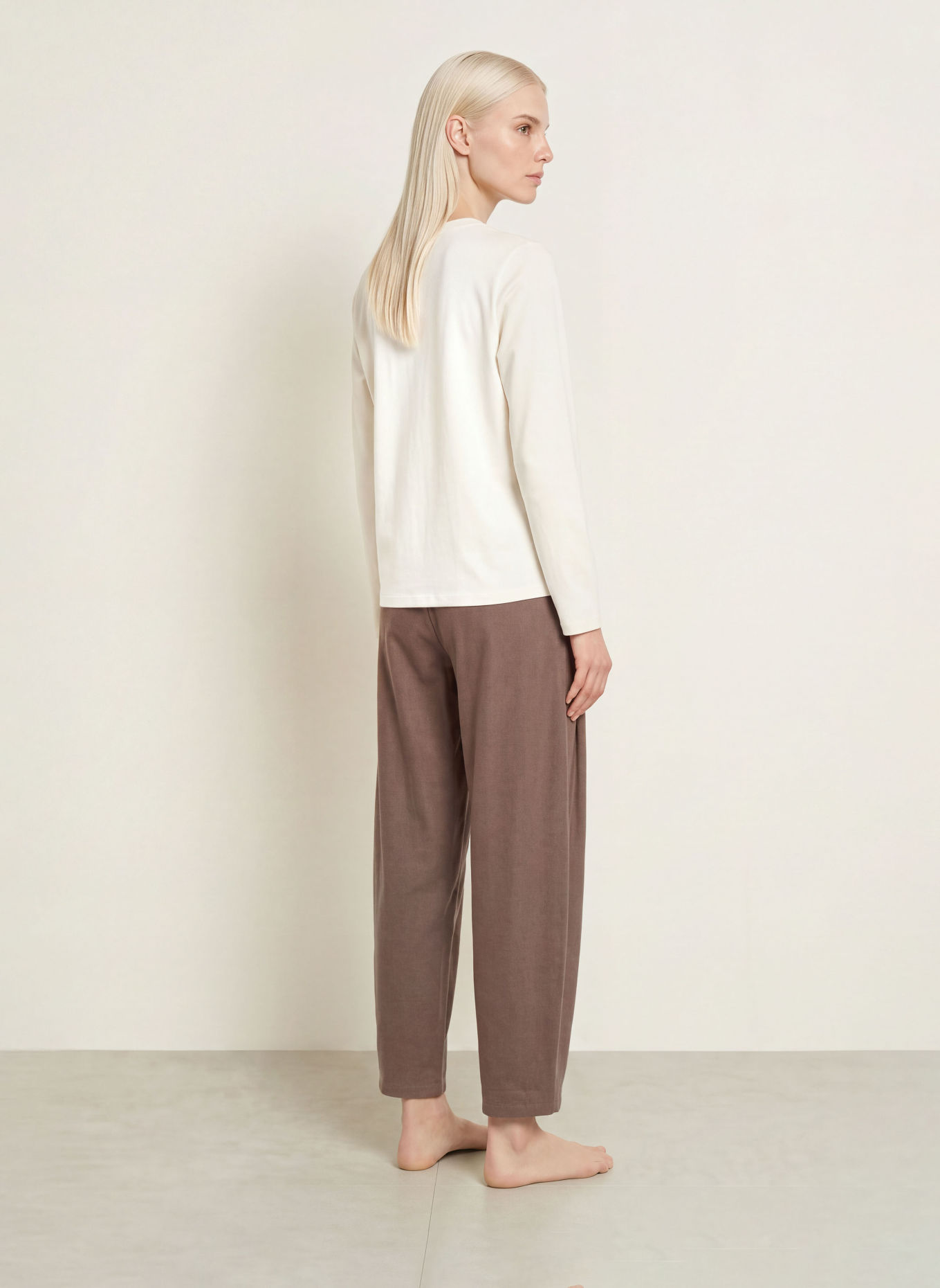 SCHIESSER Loungebroek van flanel: BRUIN