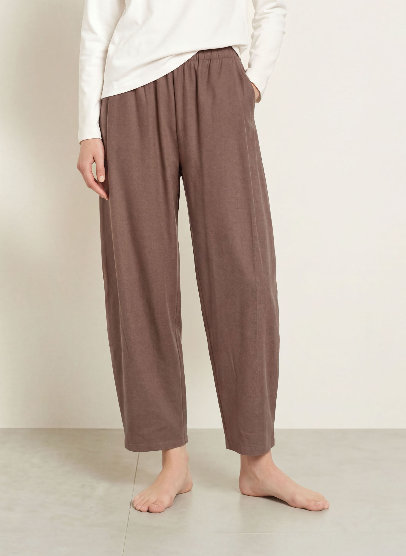 SCHIESSER Loungebroek van flanel: BRUIN