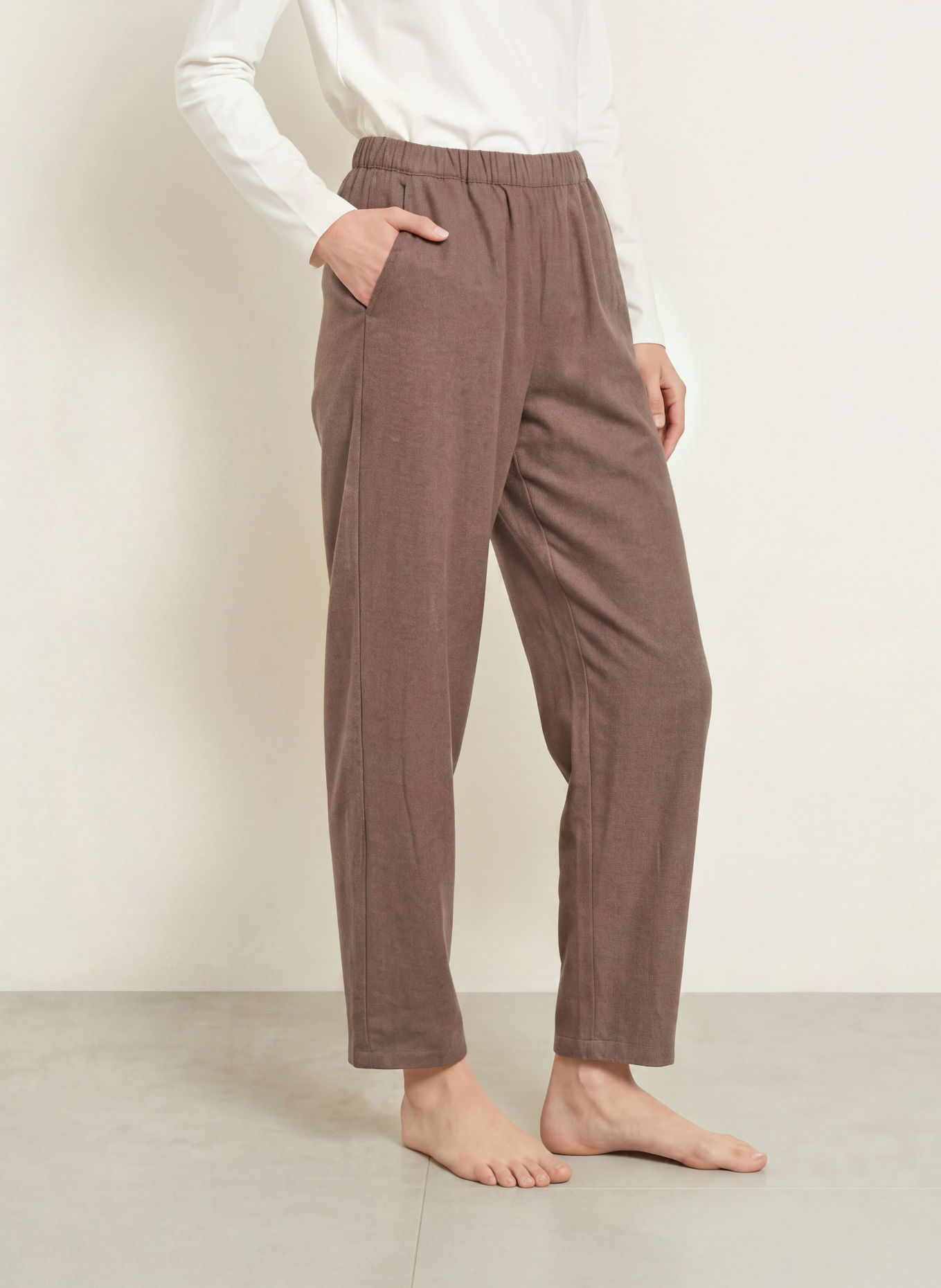 SCHIESSER Loungebroek van flanel: BRUIN