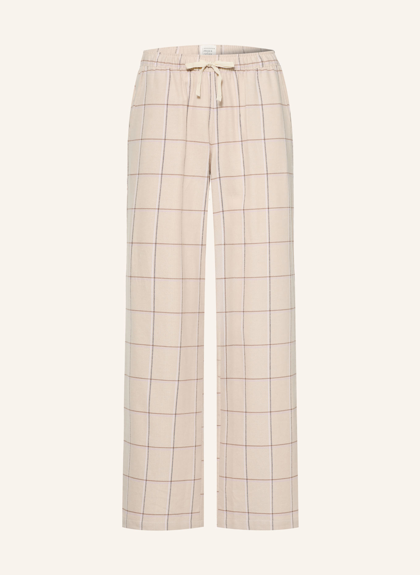 SCHIESSER Pyjamabroek van flanel: BEIGE / BRUIN / LICHTPAARS